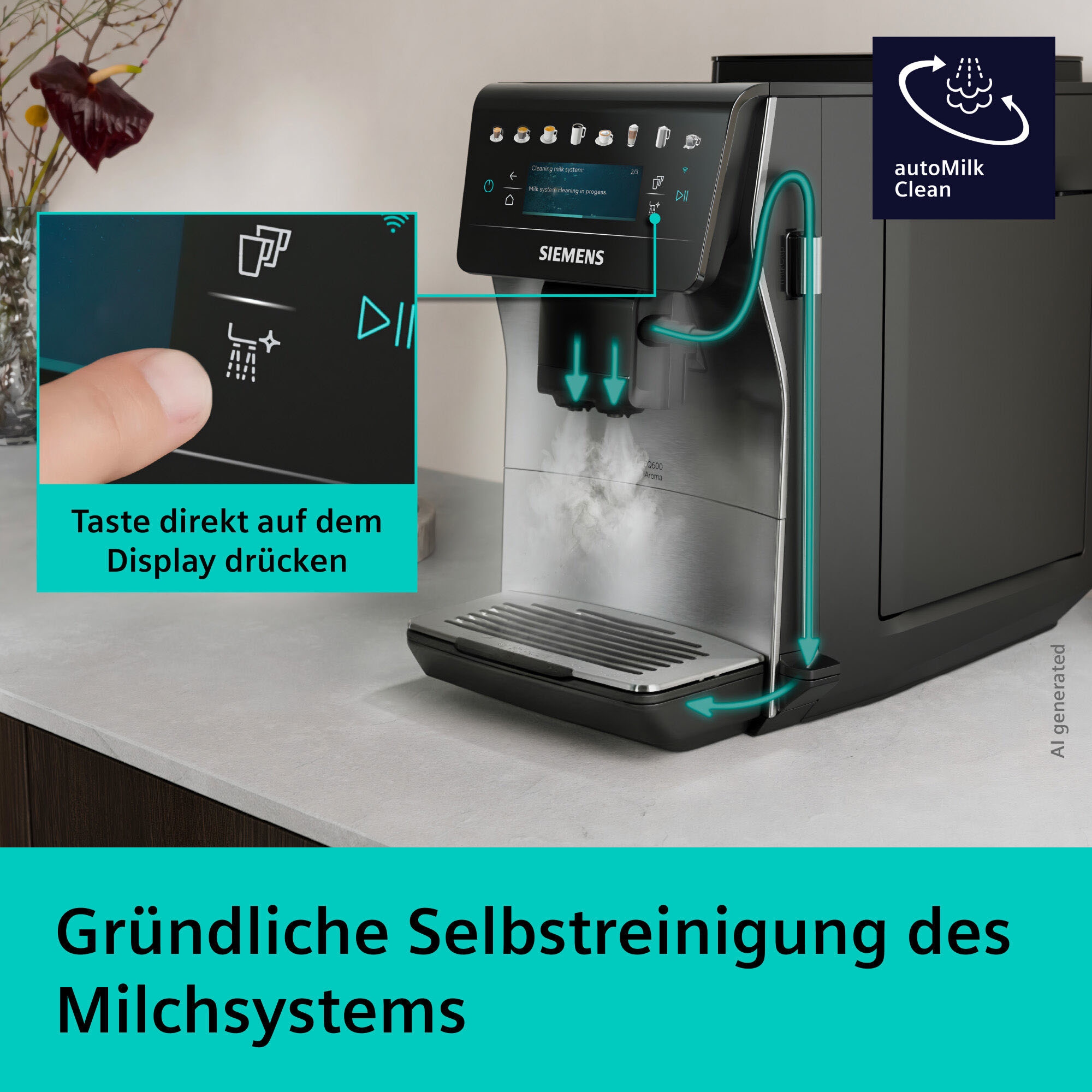 SIEMENS Kaffeevollautomat »EQ600 TP605EM3, 8 Getränke, XL-Getränke, bis zu 480ml, Kannenfunktion« bis zu 10 Favoriten, Doppeltassenfunktion, Keramikmahlwerk, Edelstahl
