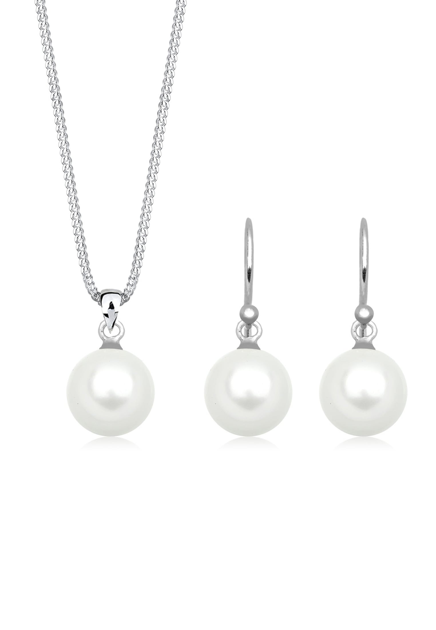 Elli Ohrring und Ketten Set »Schmuckset Muschelkernperle Weiß 925 Sterling Silber« ()