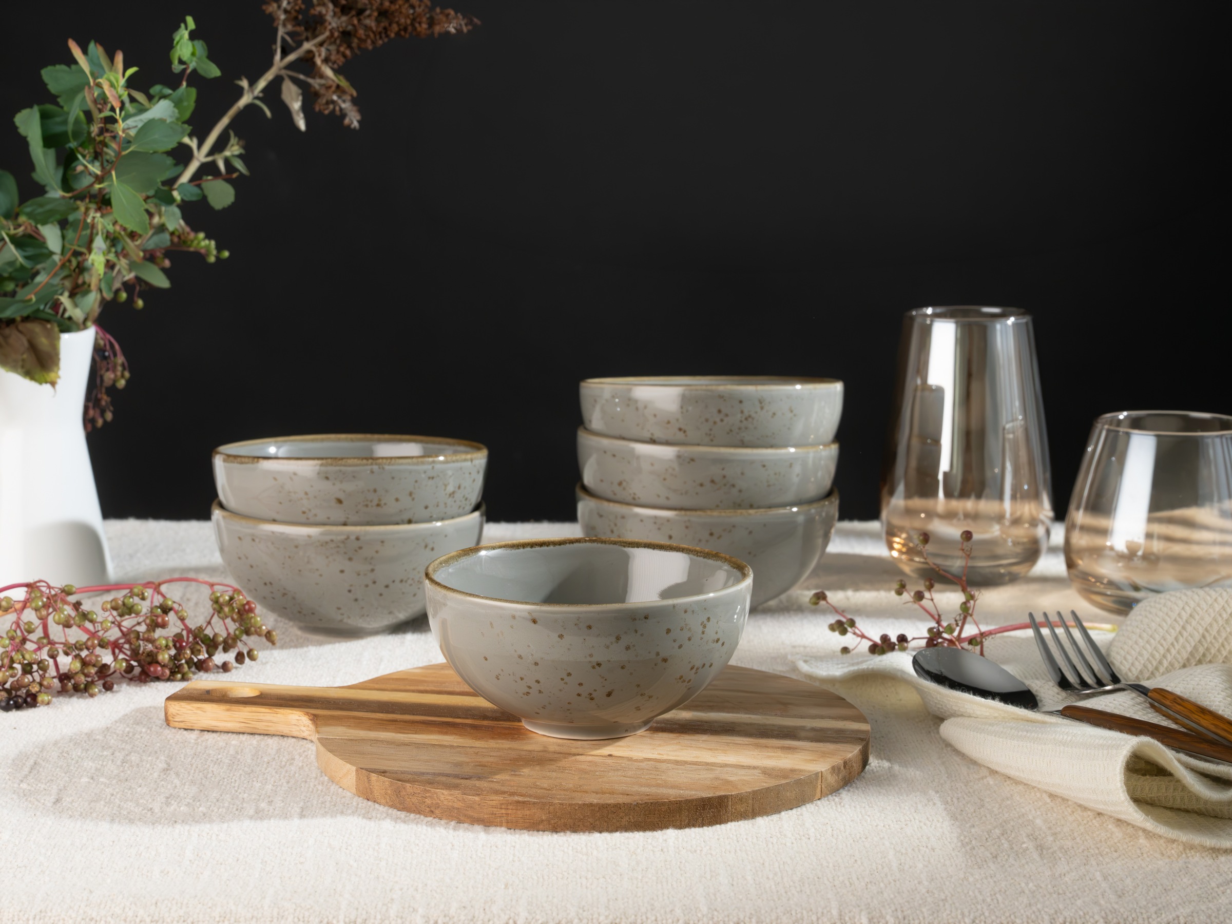 CreaTable Dipschale »NATURE COLLECTION« 6 Stk. aus Steinzeug Snackschale, Ø 11,5 cm