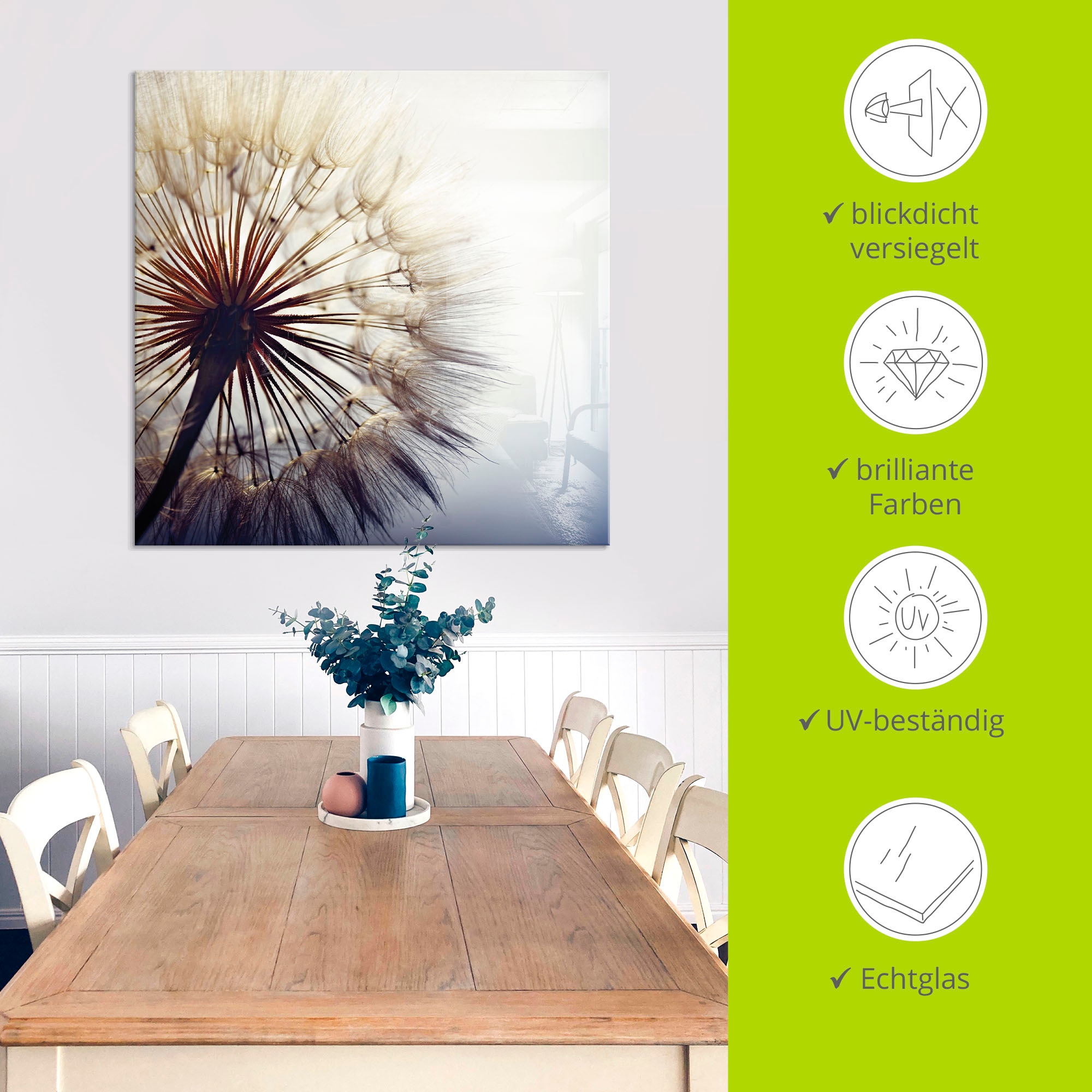 Artland Glasbild »Große Pusteblume« Blumen 1 Stk. tlg. in verschiedenen Größen