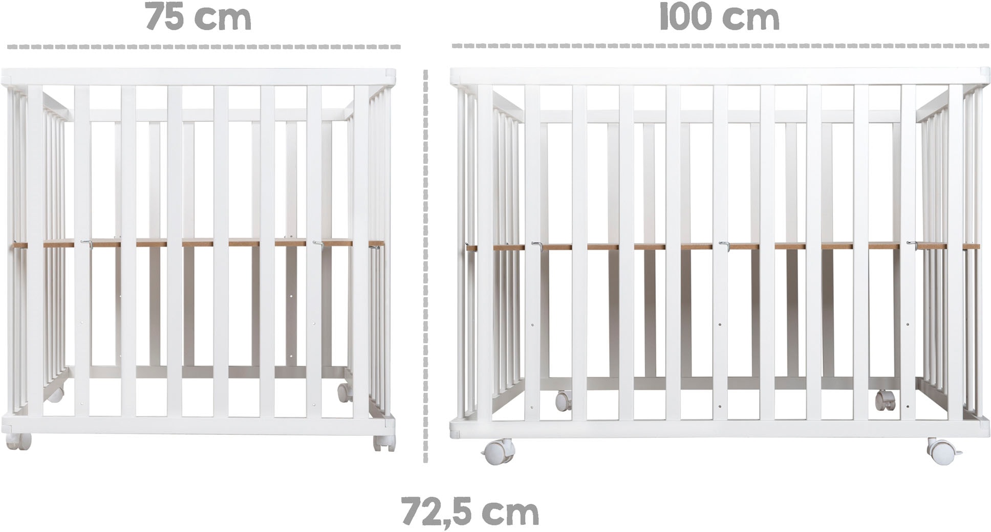 roba® Laufgitter »Adam & Eule, weiß, 75x100 cm«, bis 15 kg, mit Stoffeinlage; Rollen, höhenverstellbar