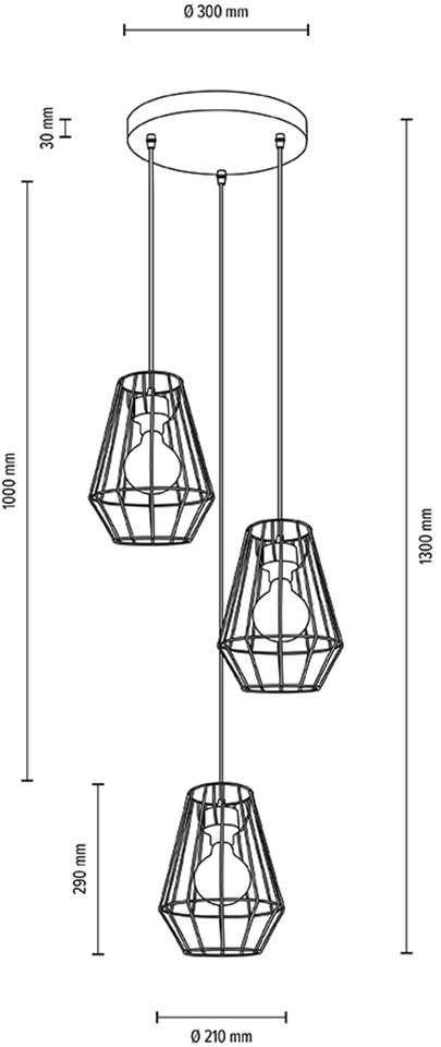 BRITOP LIGHTING Hängeleuchte »Endorfina«, 3 flammig, Leuchtmittel E27 | ohne Leuchtmittel-Leuchtmittel wechselbar, Dekorative Leuchte aus Metall, passende LM E27 / exkl., Made in Europe