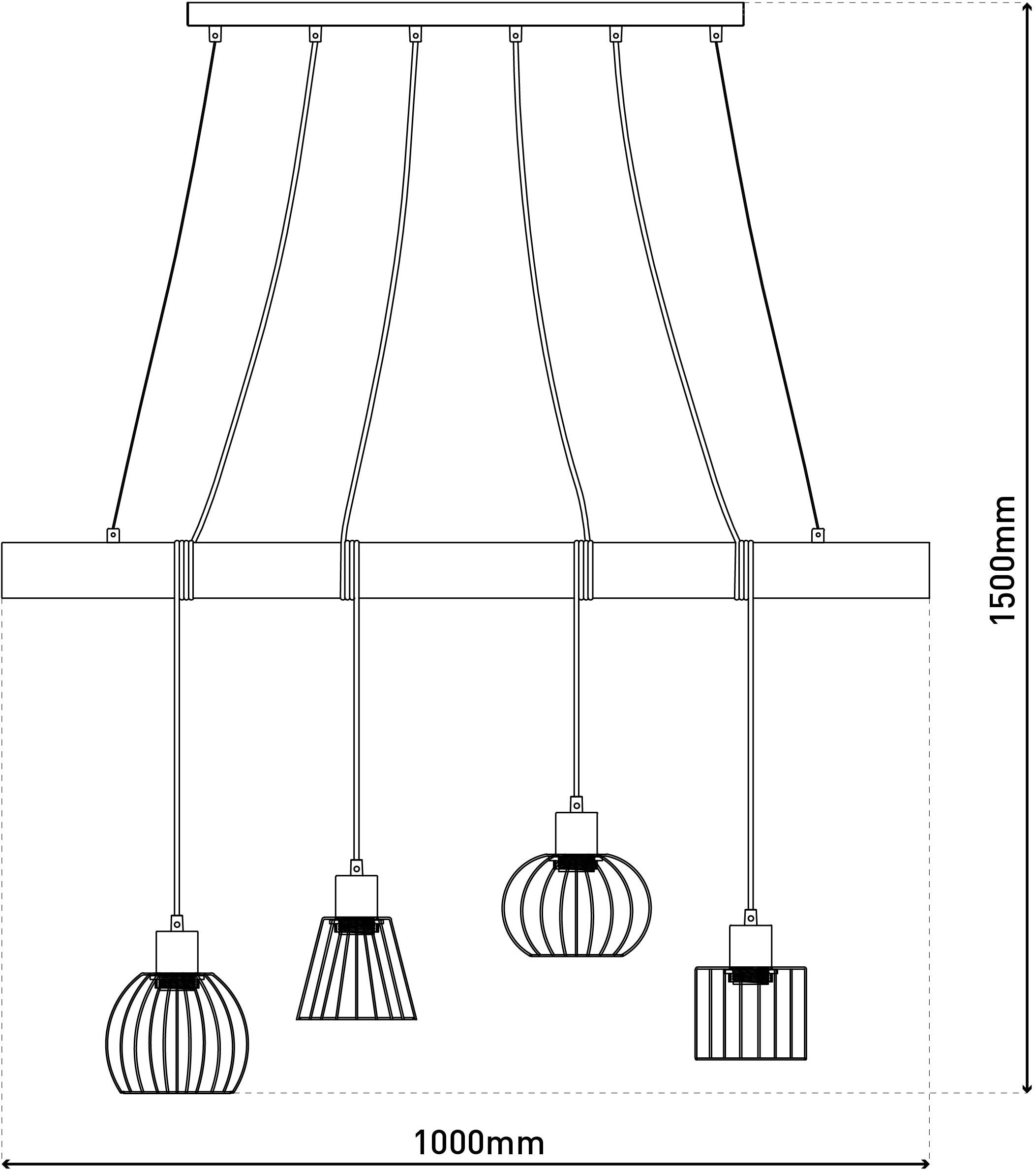 näve Pendelleuchte »4er Pendelleuchte "WOODLAND"«, Leuchtmittel E27 | ohne Leuchtmittel, retro optik