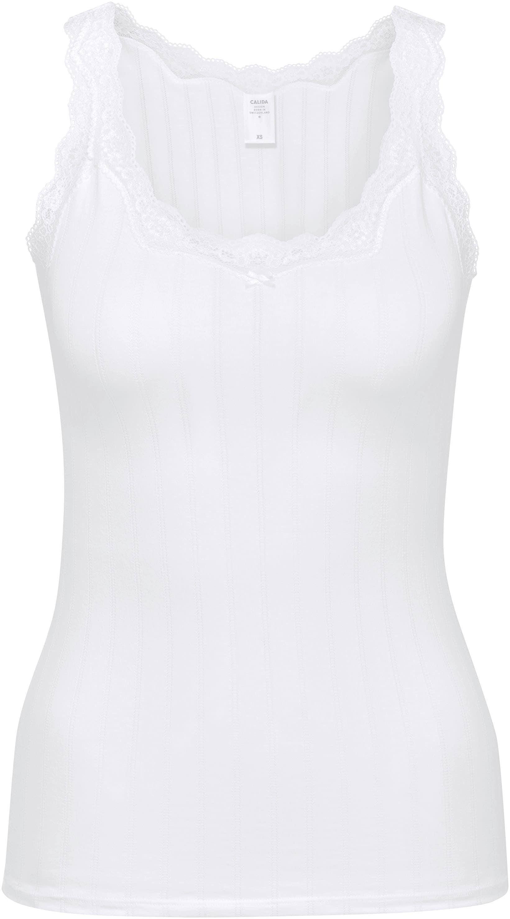 CALIDA Trägertop »Etude Toujours« zarte Spitze, Nadelstreifen-Design, Cotton-Mix, elastisch