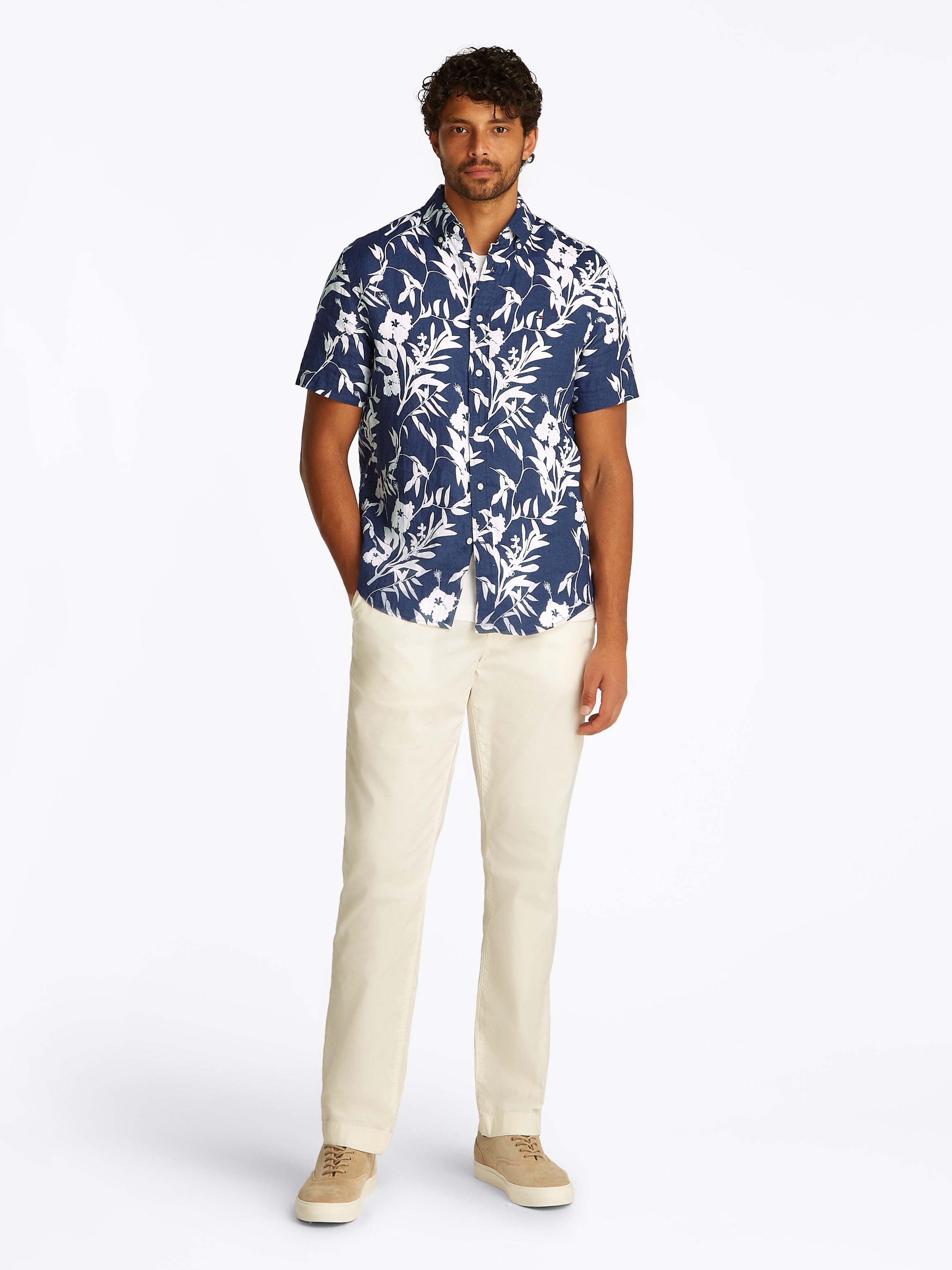 Tommy Hilfiger Leinenhemd »LINEN TROPICAL PRT SS RF SHIRT«, mit Allover Flowerprint