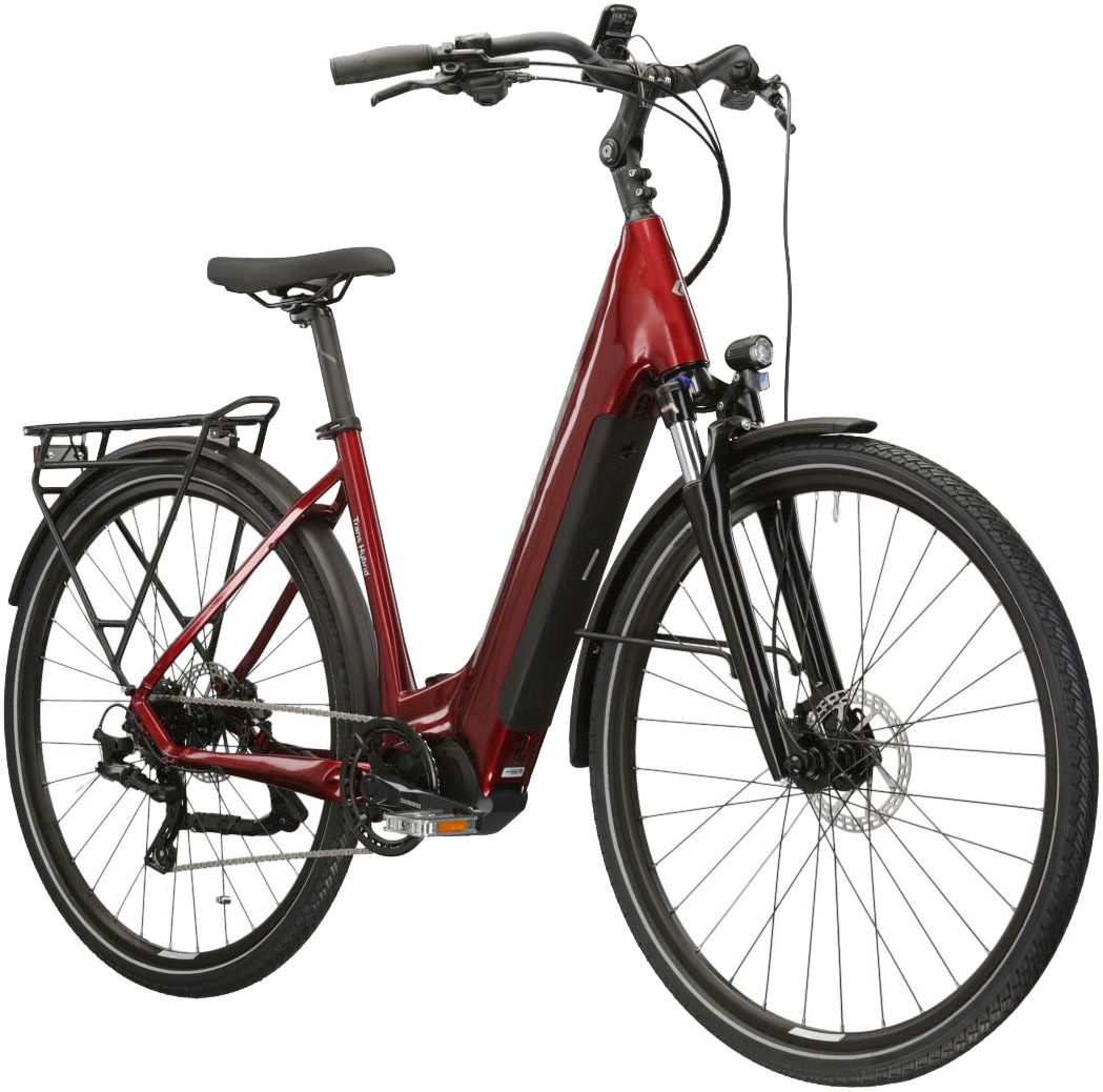 Kross E-Bike »E-Trekkingrad Trans Hybrid LS 3.0 28 Zoll rot«, 8 Gang, Shimano, Acera T3000, Mittelmotor 250 W, Pedelec, Elektrofahrrad für Damen und Herren