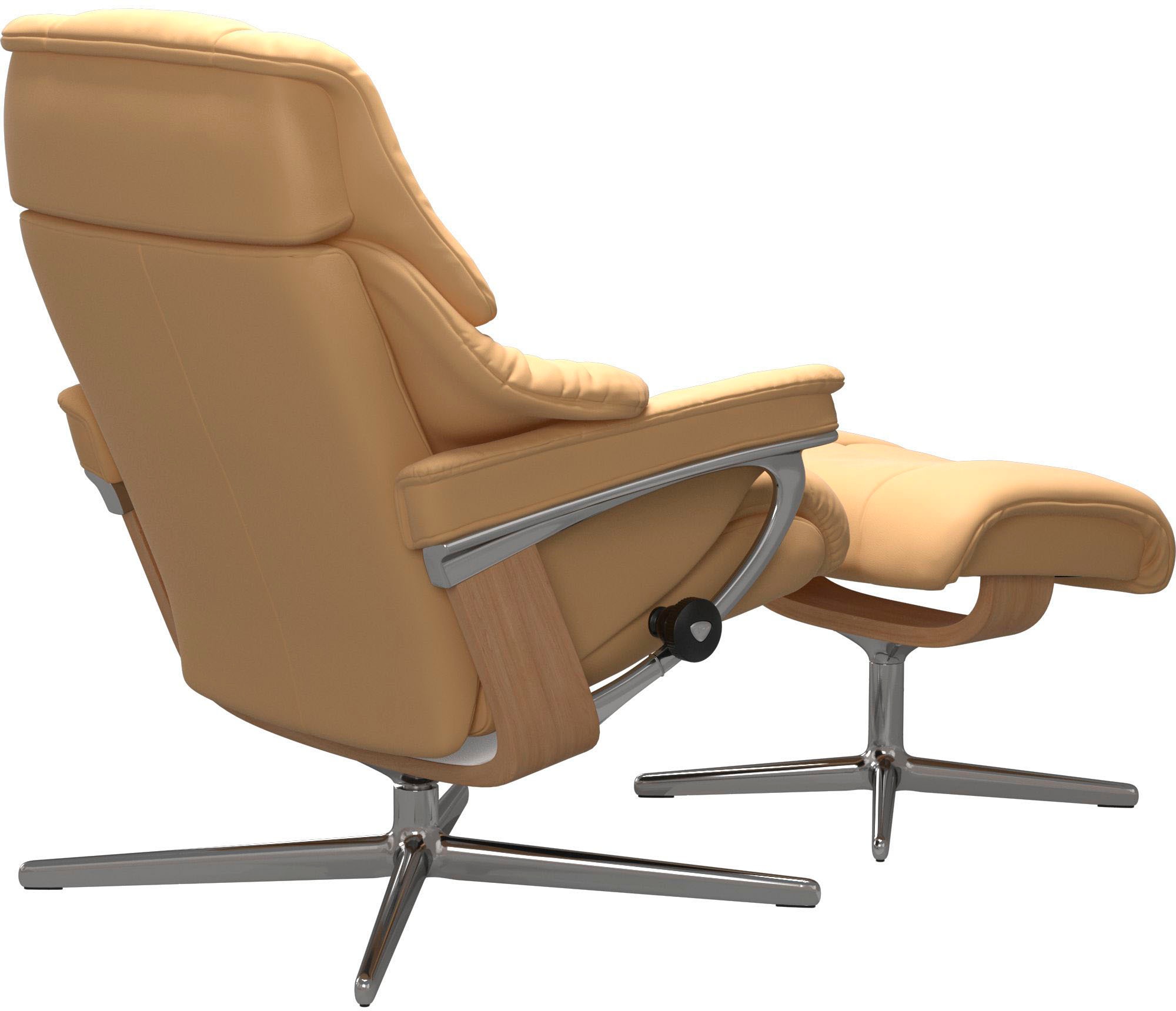 Stressless® Relaxsessel »Reno« Set, Relaxsessel mit Hocker,  mit Hocker, mit Cross Base, Größe S, M & L, Holzakzent Eiche