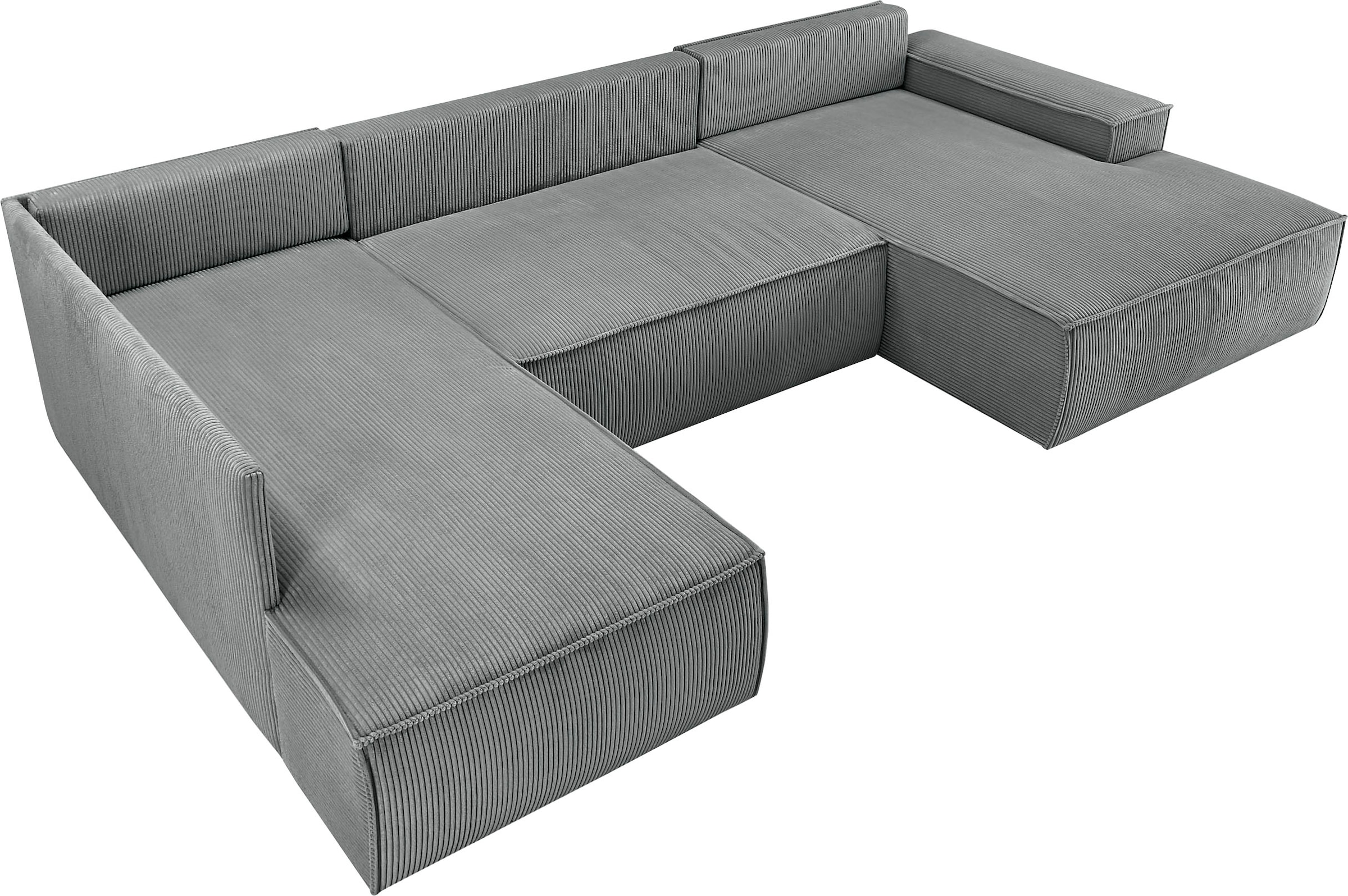 Home affaire Wohnlandschaft »SHERWOOD XXL 329 cm, U-Form, Schlafsofa,«, Schlaffunktion m. Bettkasten (194x139 cm), Cord, Vintage, Samtvelours