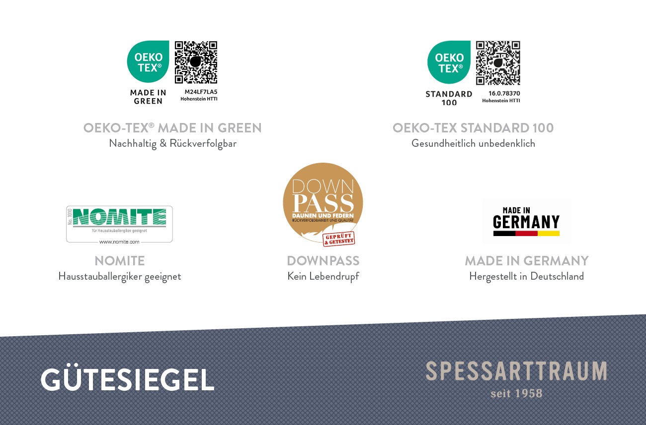 SPESSARTTRAUM 3-Kammer-Kopfkissen »Bern Kissen 40x80cm, 80x80cm«, Füllung: 60% Daunen & 40 % Federn (Außenkammer), Bezug: 100% Baumwolle, (1 St.), Kissen Made in Germany und die Füllung ist zertifiziert vom Downpass
