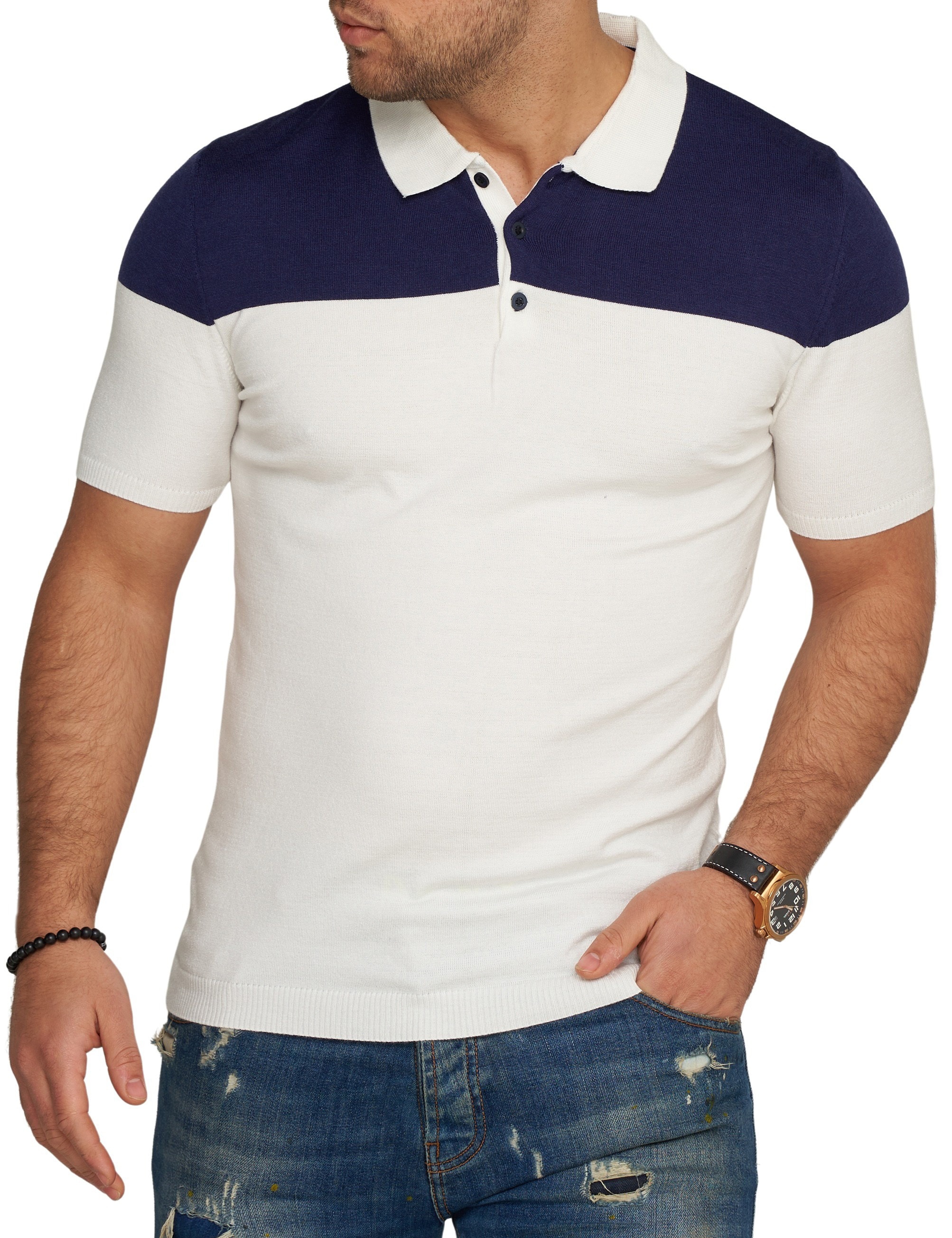CARISMA Poloshirt »CARISMA Poloshirt CRPARATI« Strick Kurzarm Polo T-Shirt Color-Block