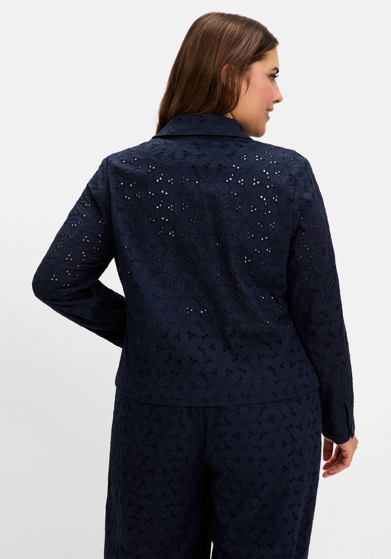 Sheego Jackenblazer »Blusenjacke aus Baumwolle mit Lochspitze«