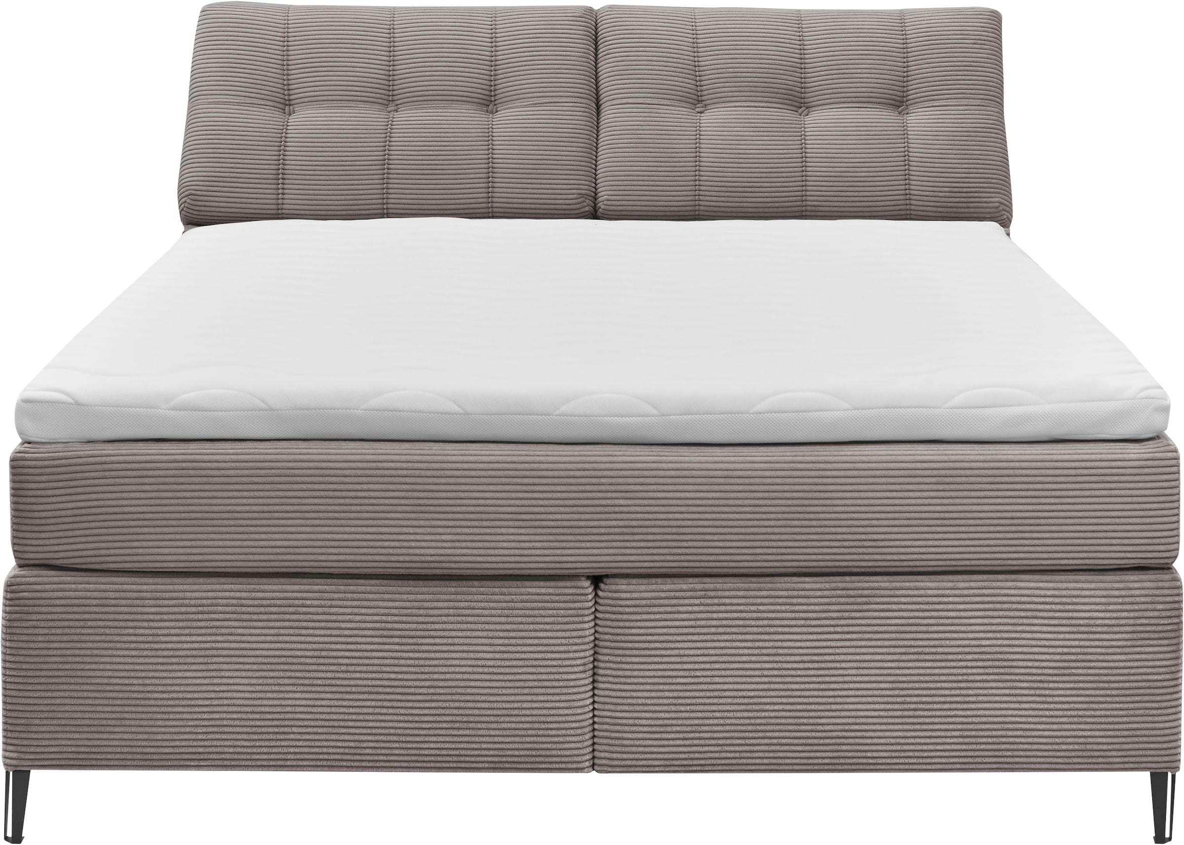 set one by Musterring Boxspringbett »Fairfield« Kopfteil in Kassenoptik, Metallfuß schwarz, Breite 160 oder 180 cm