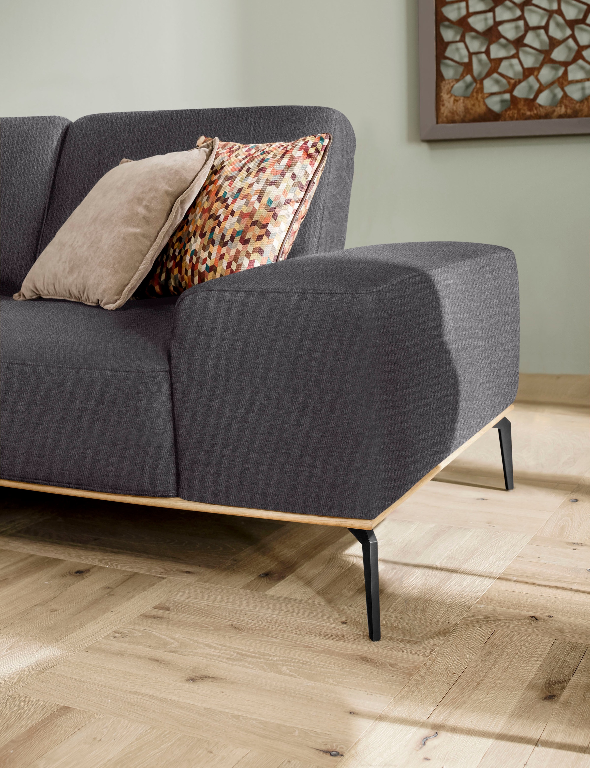 W.SCHILLIG Ecksofa »run, Designsofa mit tollem Sitzkomfort, bequem, L-Form«, mit Holzsockel, Füße in Schwarz pulverbeschichtet, Breite 279 cm