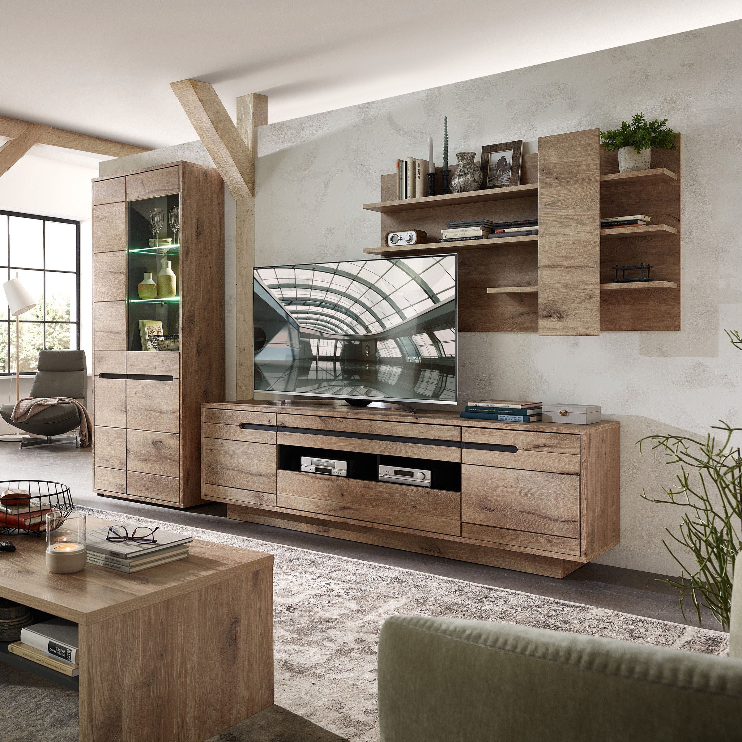 Innostyle Wohnwand »BELLANO«, (Komplett-Set, 3 St.), inkl. LED-Beleuchtung