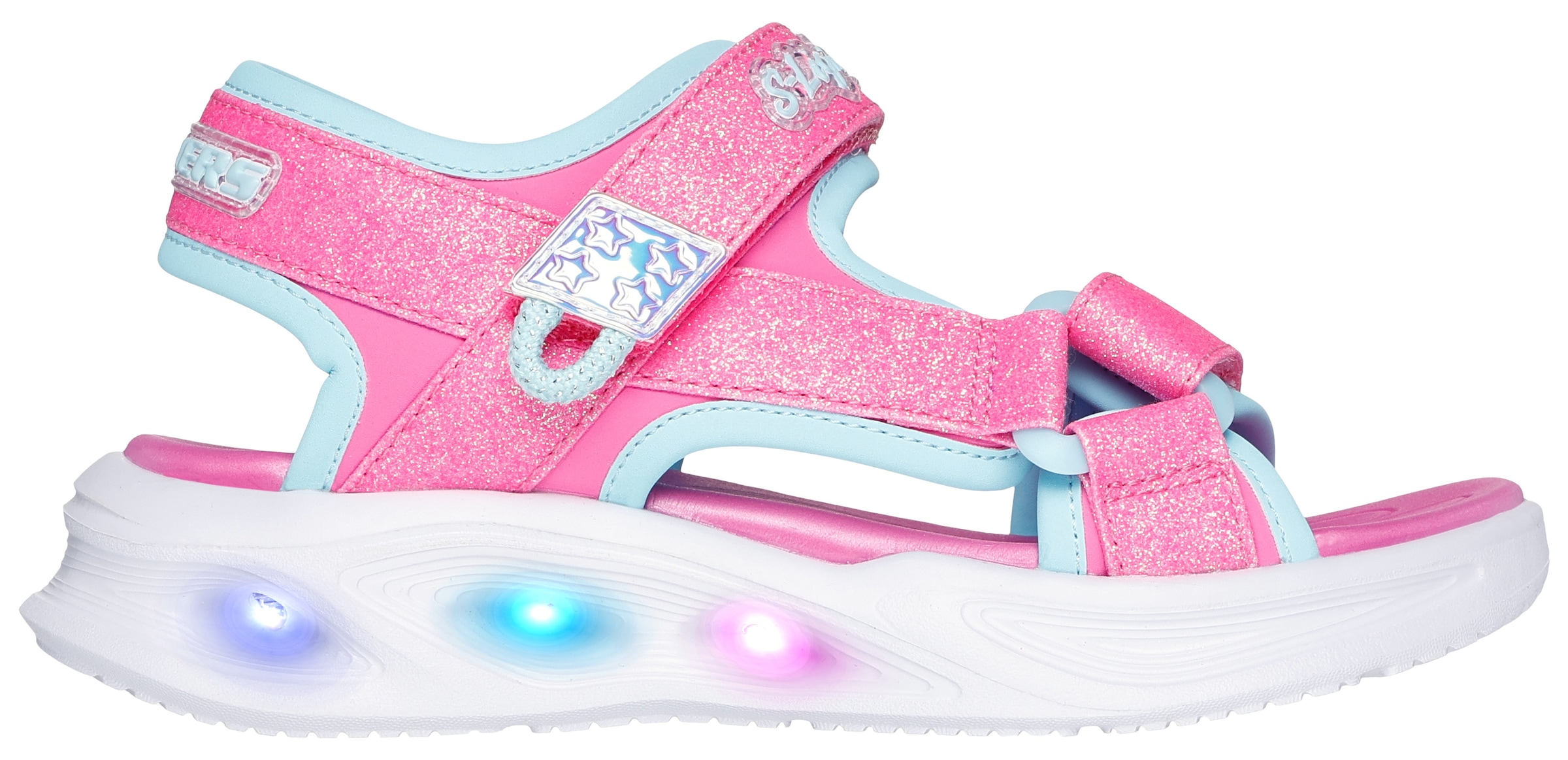 Skechers Sandale »SOLA GLOW SANDAL«, Klettschuh, mit Glitzer, Blinkfunktion, Größenschablone zum Download