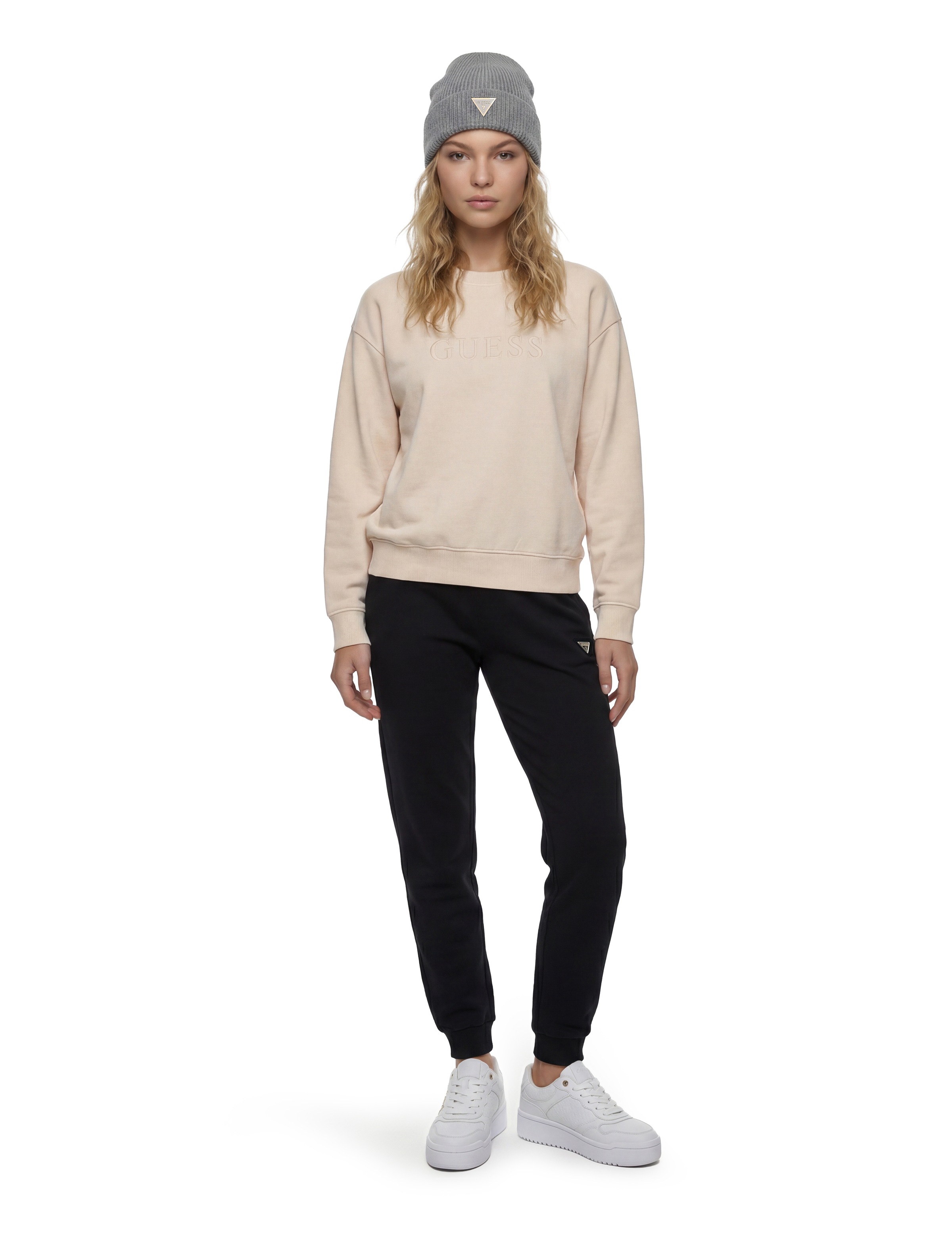 Guess Jogginghose »OLYMPE LONG PANTS«  in Scuba-Qualität, Logo-Patch