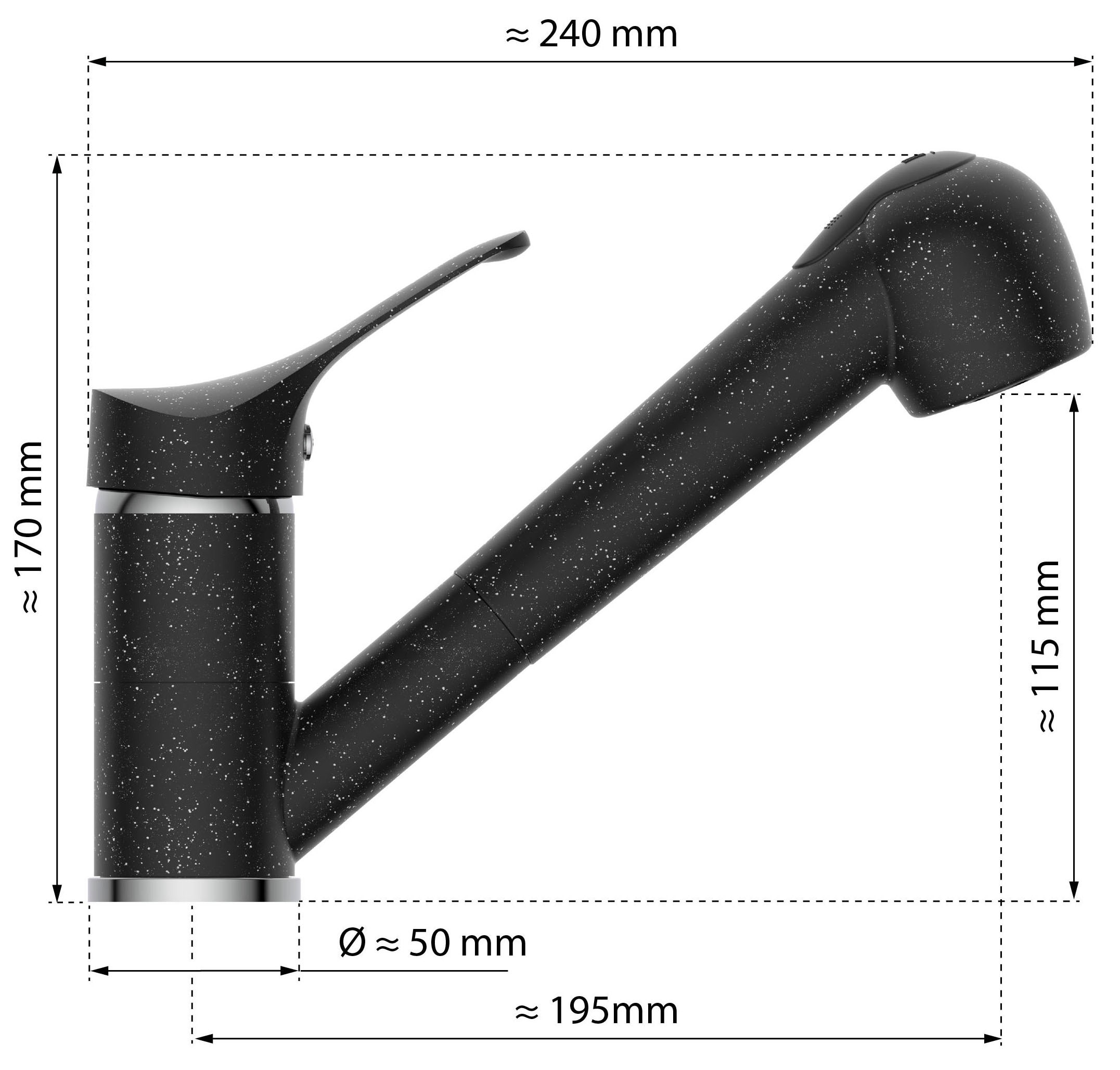 Eisl Spültischarmatur »GRANIT« Niederdruck, herausziehb., 2-fach verstellb., 90° schwenkbar