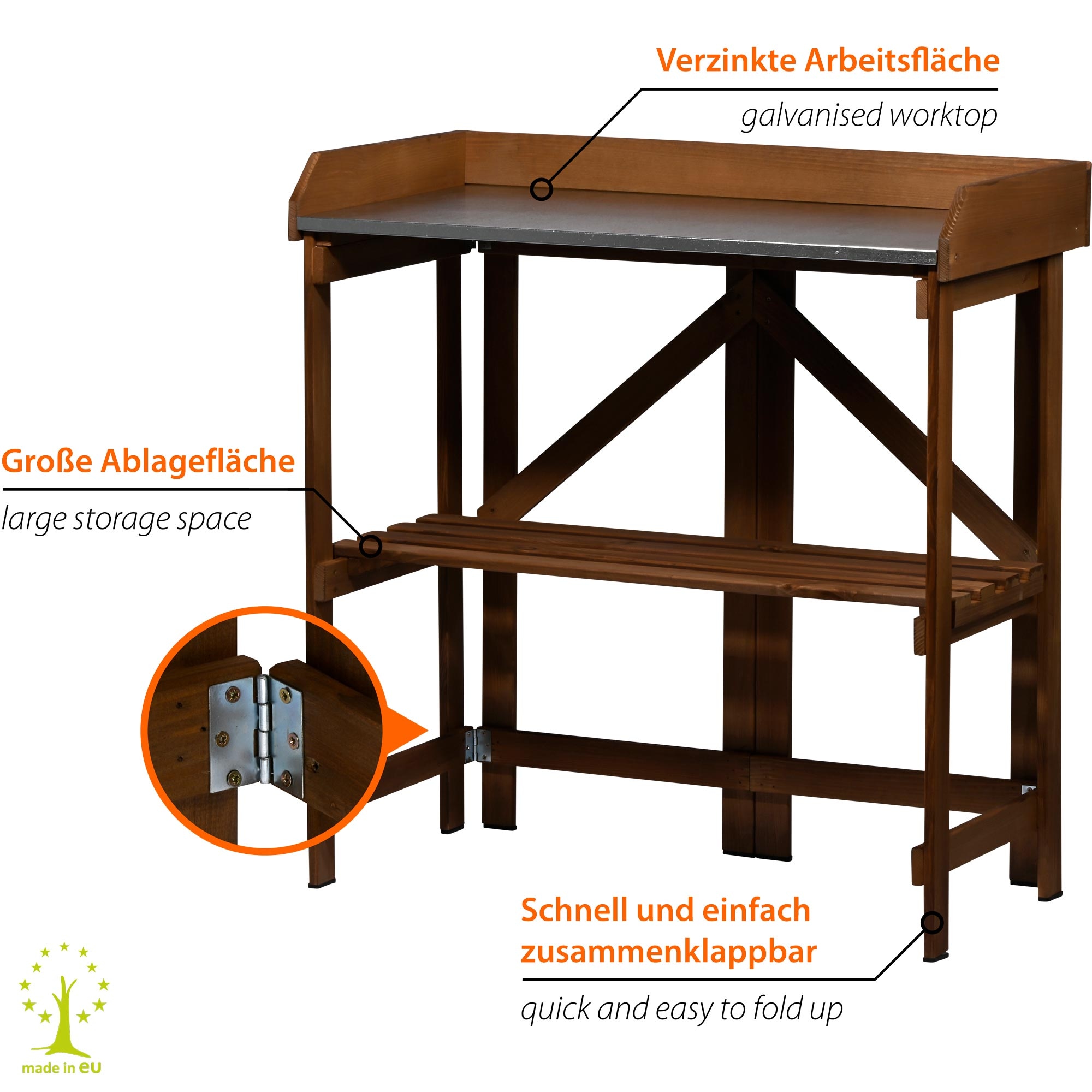 dobar Pflanztisch »faltbar mit Ablage, Dunkelbraun«