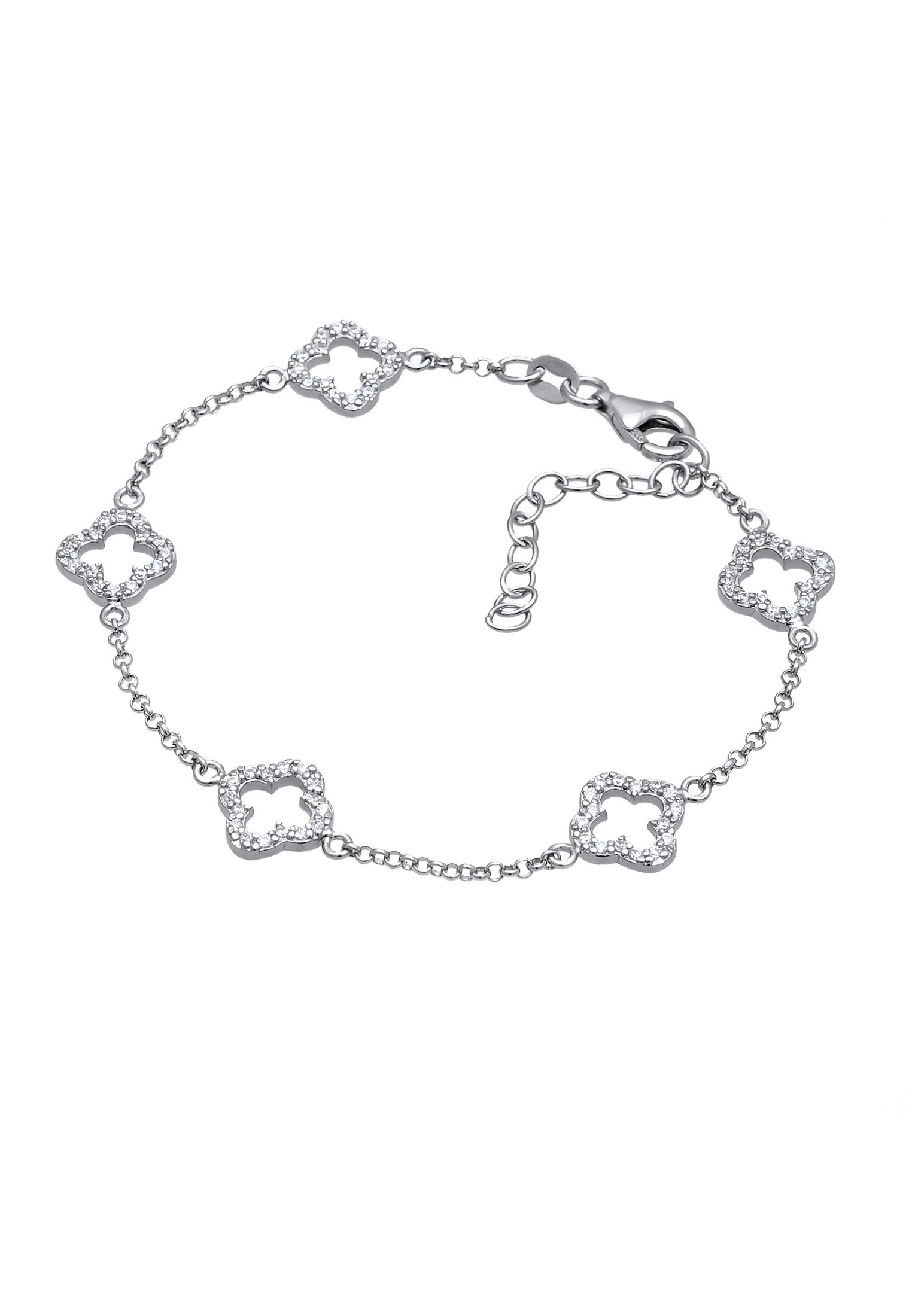 Elli Armkette »Armband Kleeblatt Zirkonia Weiß 925 Sterling Silber«