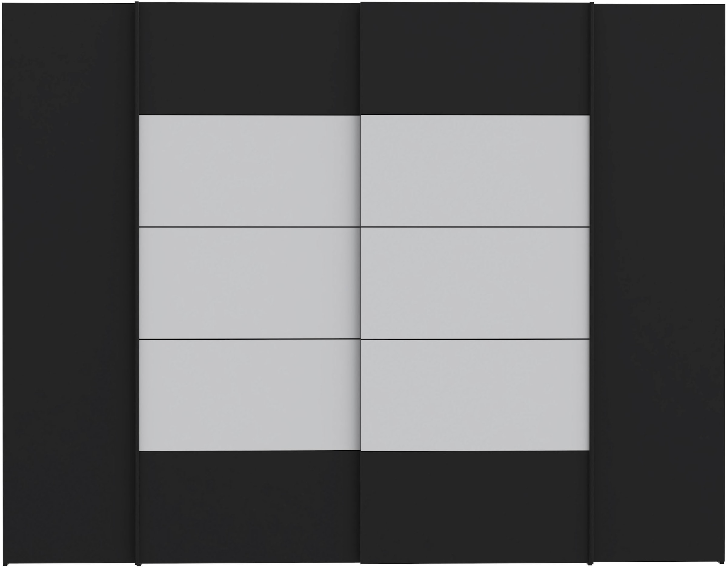 FORTE Dreh-/Schwebetürenschrank »Narago, TOPSELLER, Made in Europe, zeitloses Design«, (B/H/T ca. 270x210X61cm, Farbe Weiß auch mit Spiegeln erhältlich), viele Einlegeböden teilweise variabel einsetzbar, maximaler Stauraum