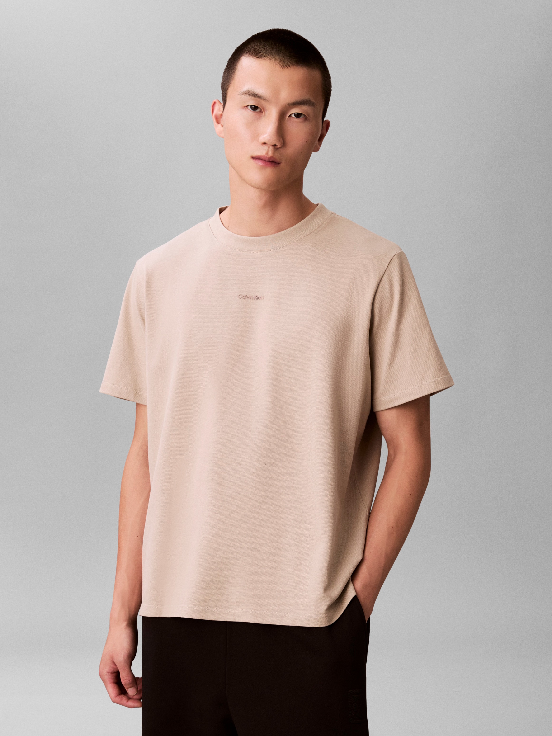 Calvin Klein T-Shirt »SS STRETCH PIQUE NANO EASY TEE« Mit Rundhalsausschnitt