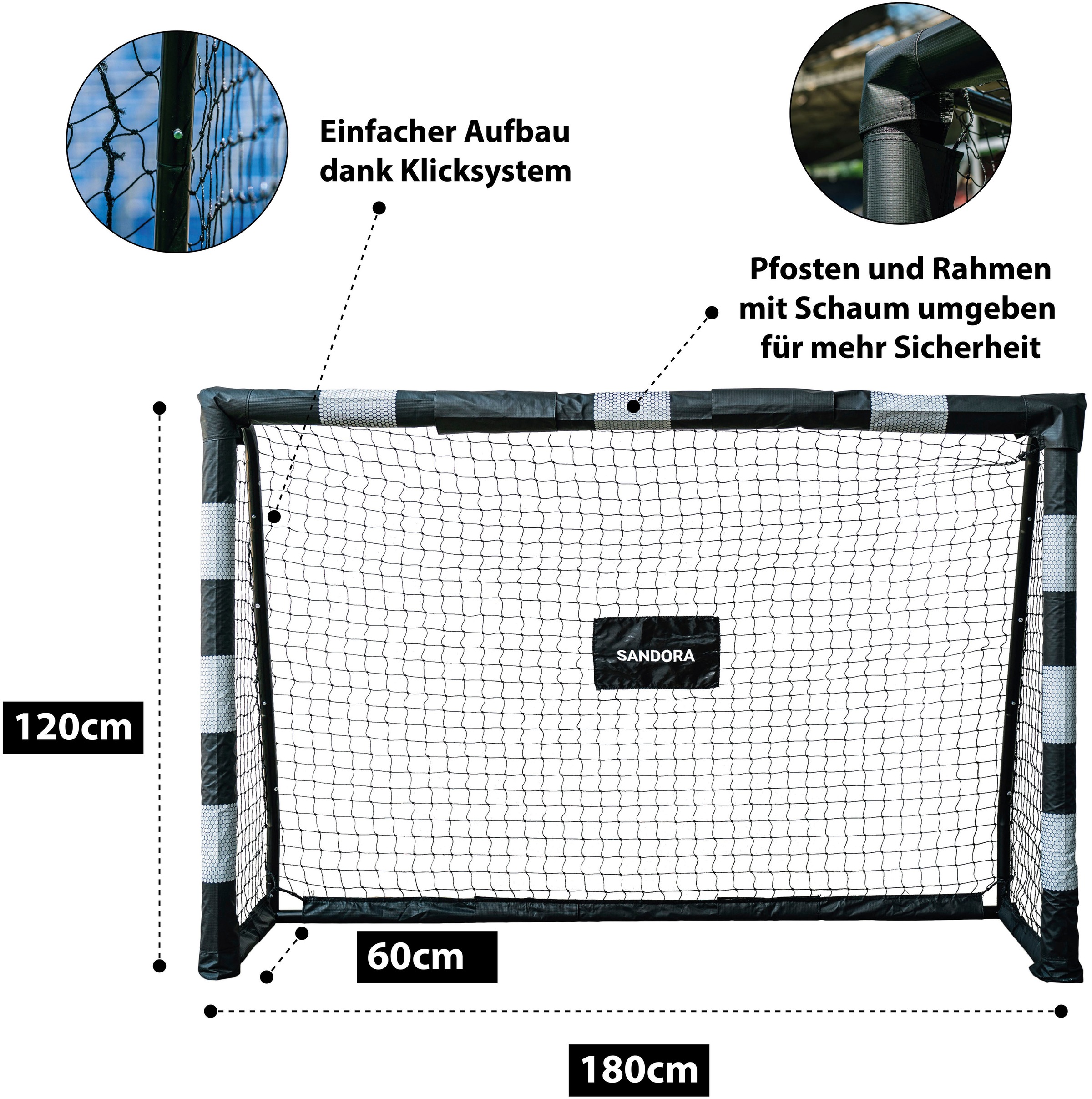 SANDORA Fußballtor »Hattrick M«, Ron-Robert Zieler Edition, 180x120x60, schwarz/weiß