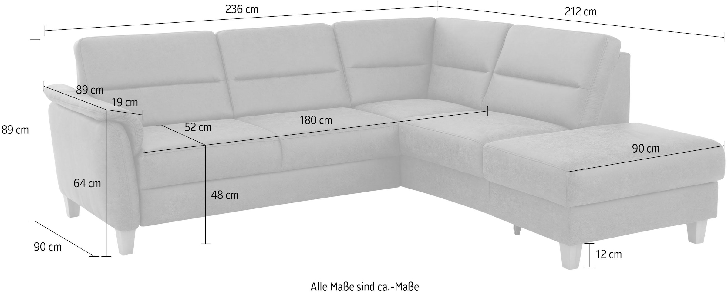Home affaire Ecksofa »Palmera L-Form«, Federkern, wahlweise mit Bettfunktion und mit/ohne Stauraum