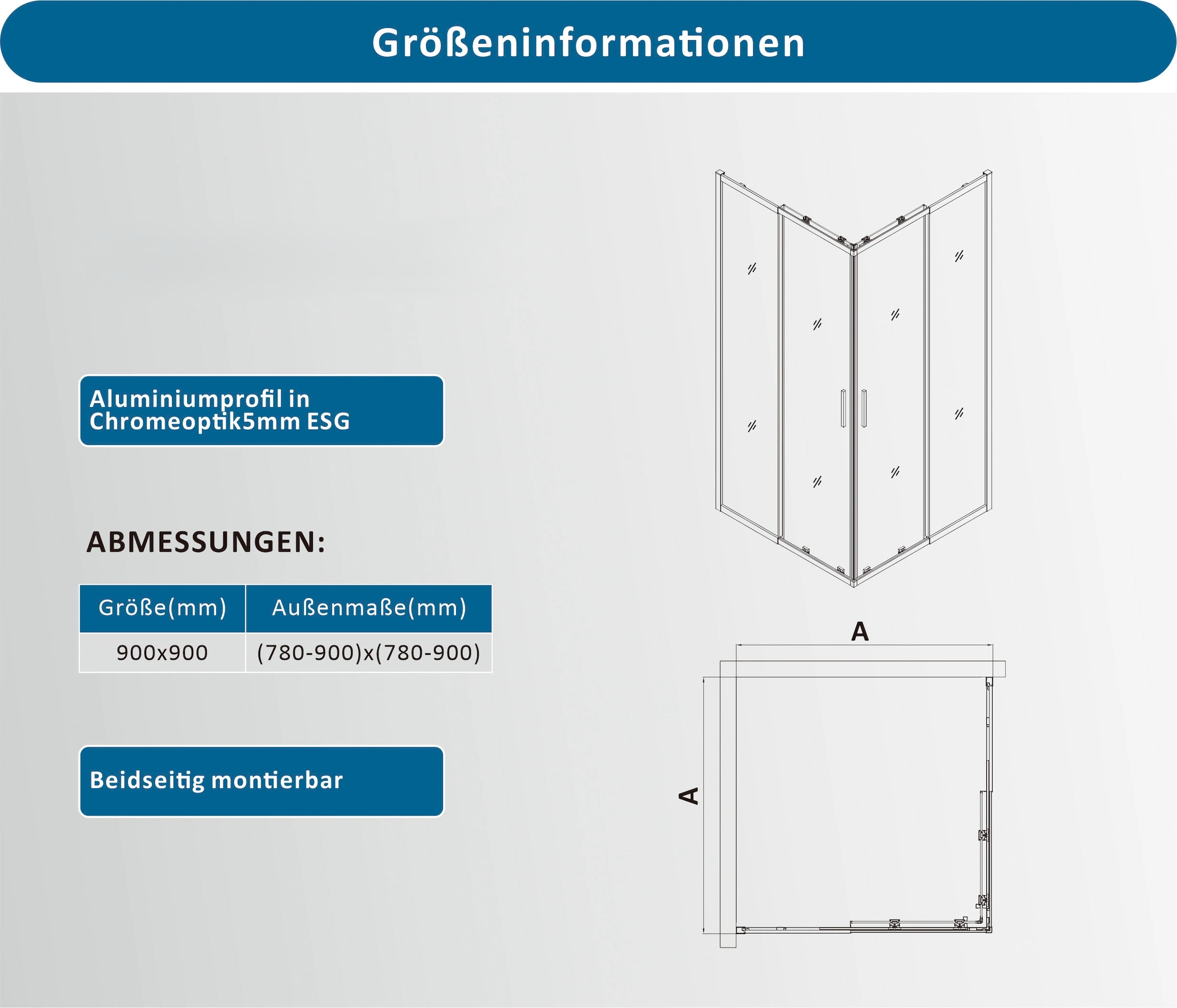 welltime Eckdusche »Trento Slimline« Eckdusche mit Profil in schmalem Design