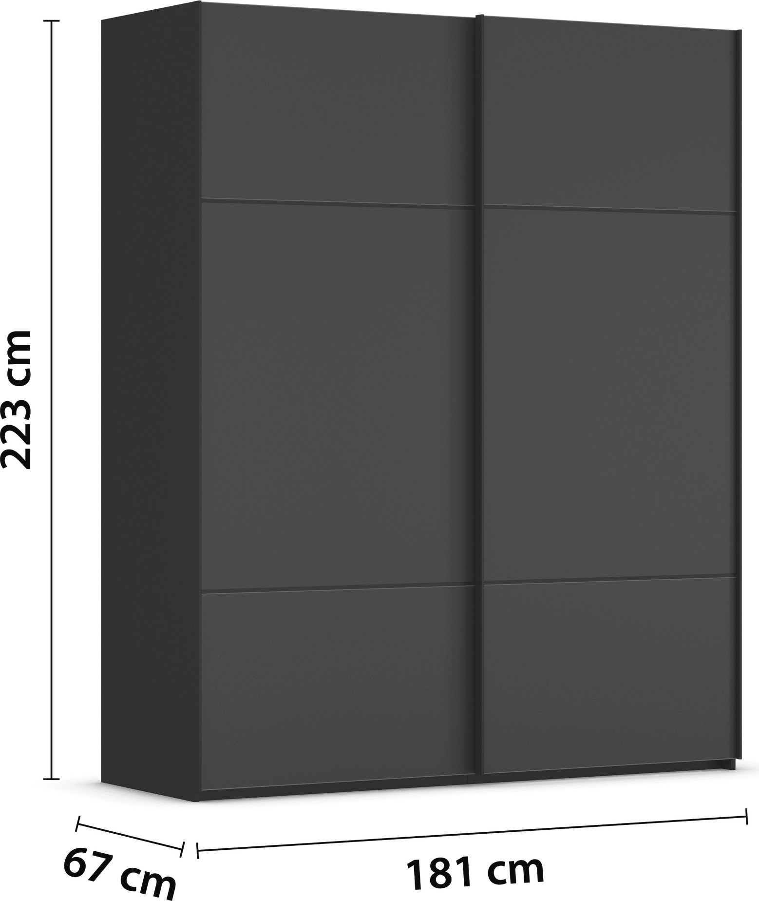 rauch Schwebetürenschrank »Kleiderschrank Schrank Garderobe Schlafzimmerschrank SCALE-TRIO«, edle dreigeteilte Front mit 2 Zierleisten Glasfront MADE IN GERMANY