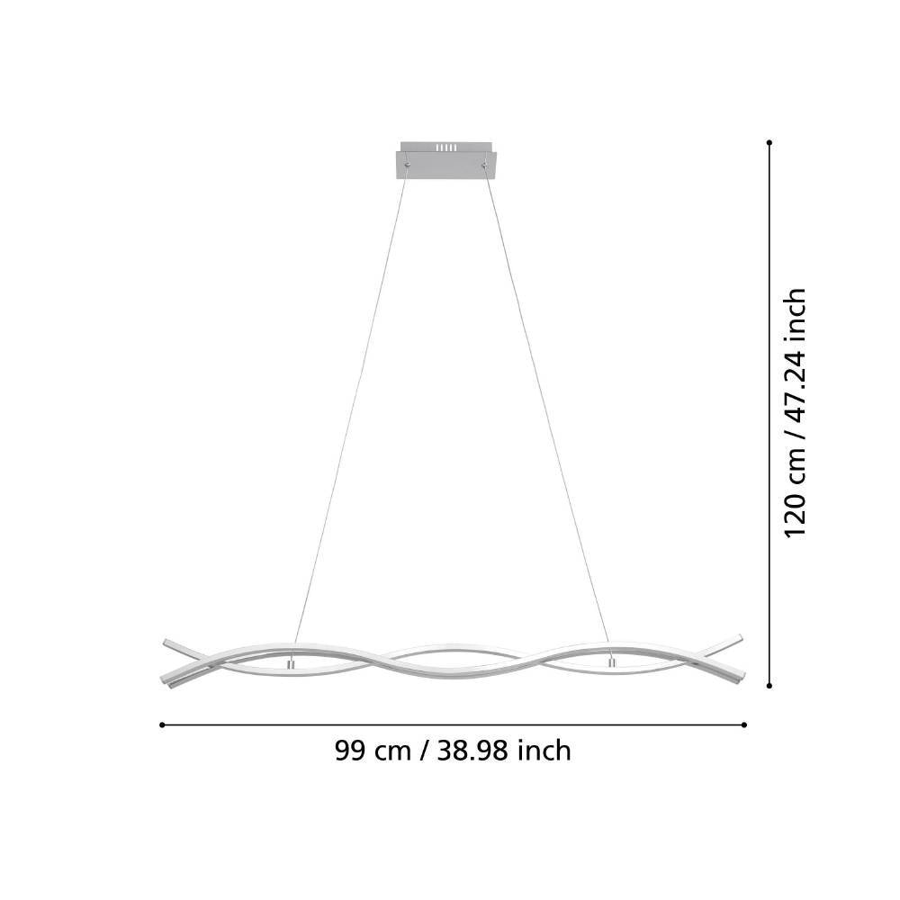 EGLO Hängeleuchte »LASANA 2 Hängelampe, chrom, weiß, Pendelleuchte, 3-flammig, modern« LED-Board Warmweiß Wohnzimmer, Esszimmer, minimalistisch, geschwungene Bauform, 120x100cm