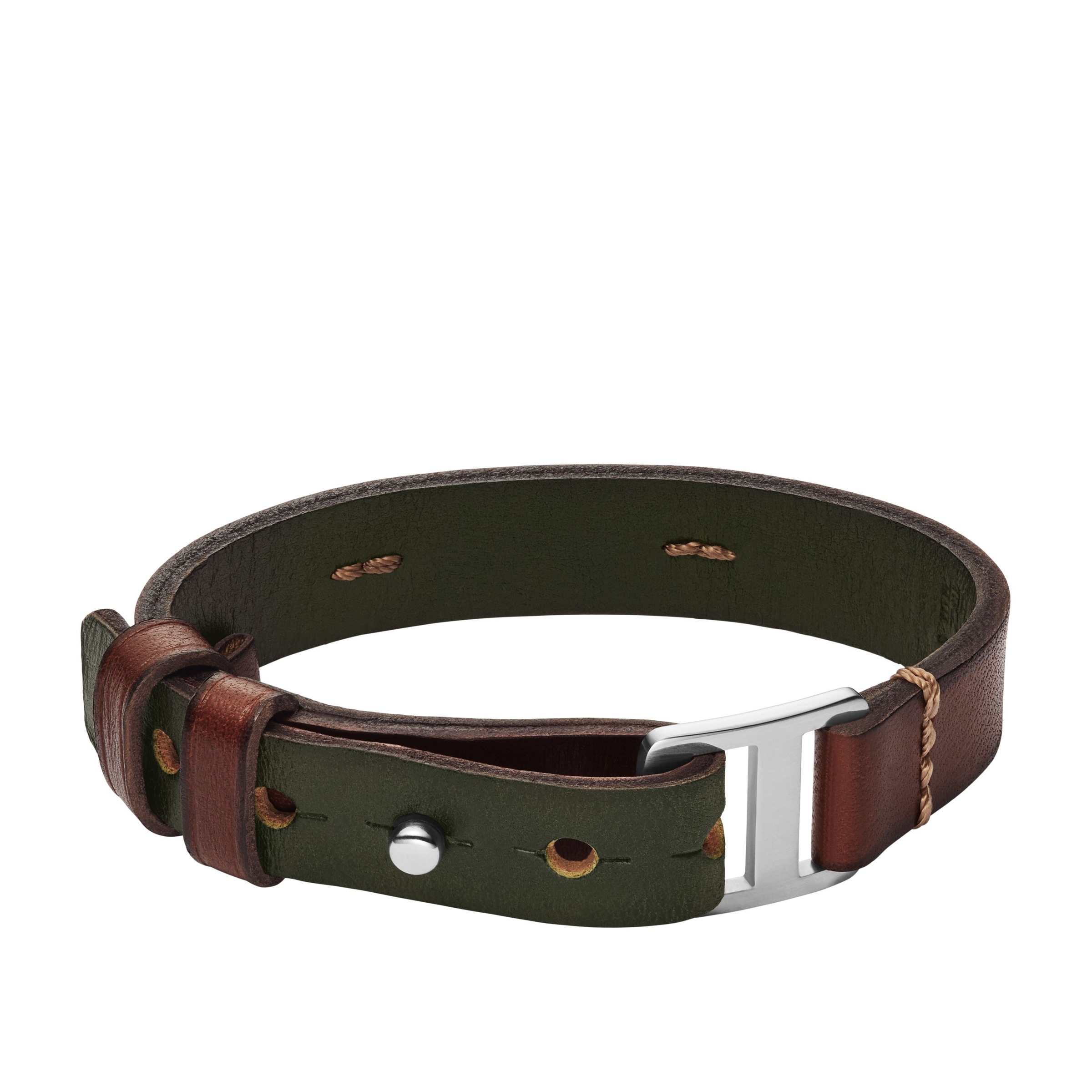 Fossil Lederarmband »Schmuck Geschenk Edelstahl, Leder MACHINE«