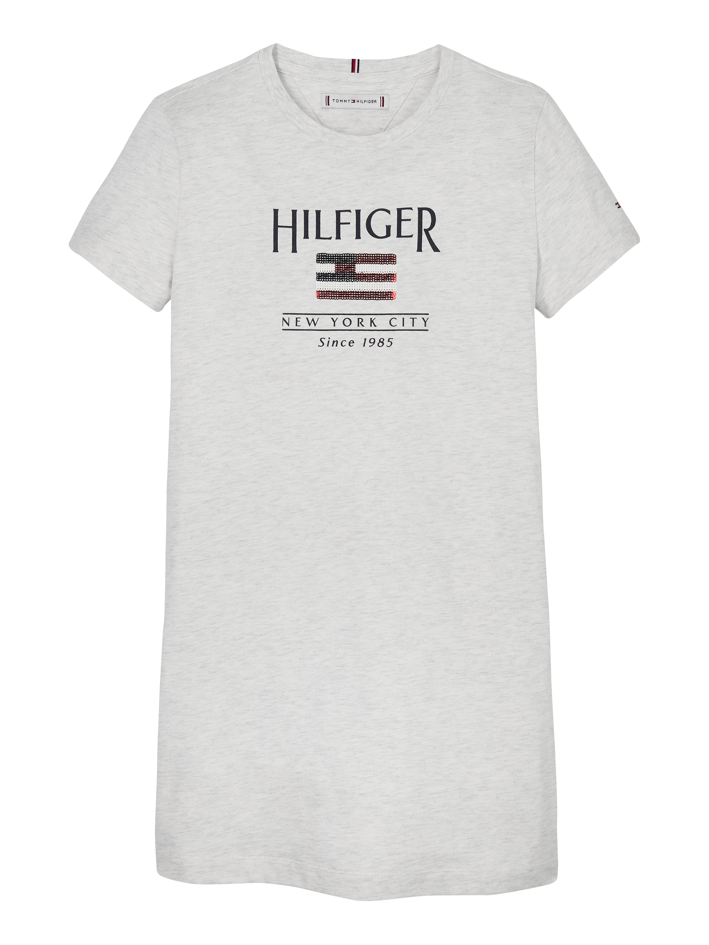 Tommy Hilfiger Shirtkleid »HILFIGER SEQUINS FLAG TEE DRESS«, mit Pailetten, mit Logo-Flag