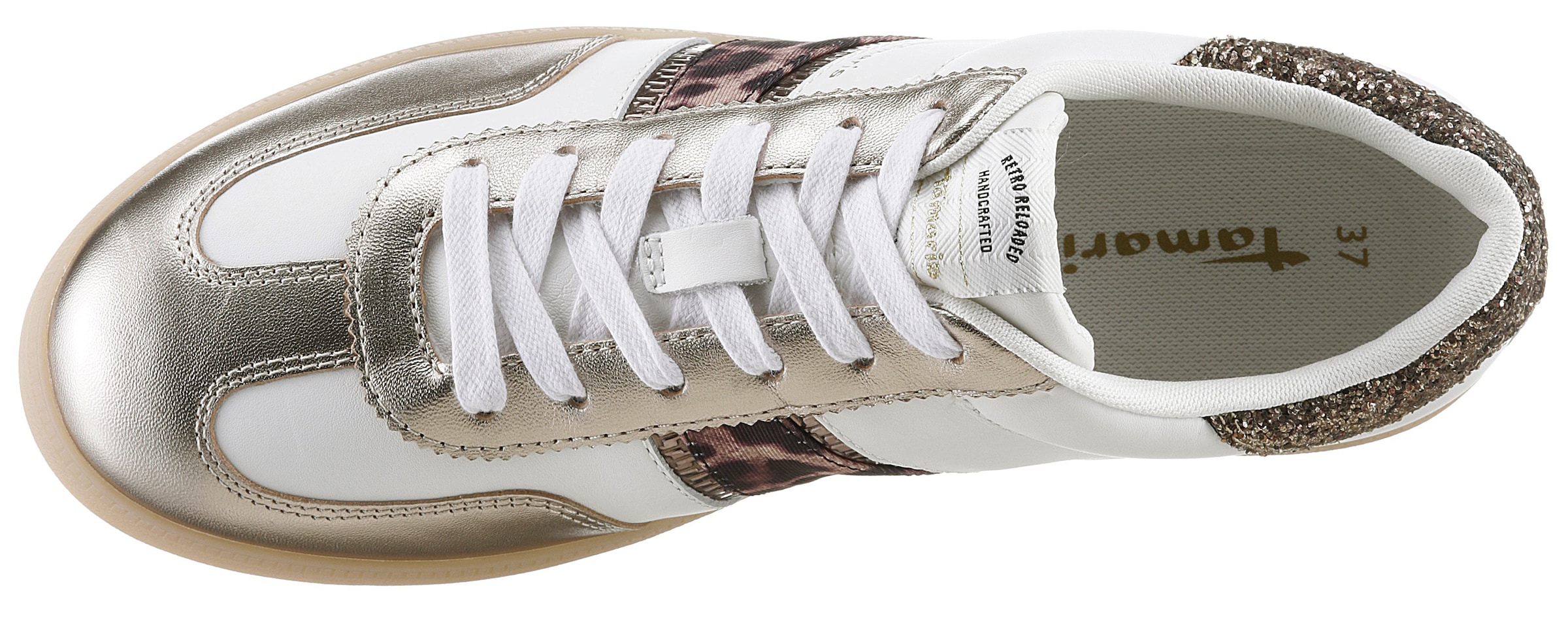 Tamaris Plateausneaker, Freizeitschuh, Halbschuh, Schnürschuh mit Glitter an der Ferse