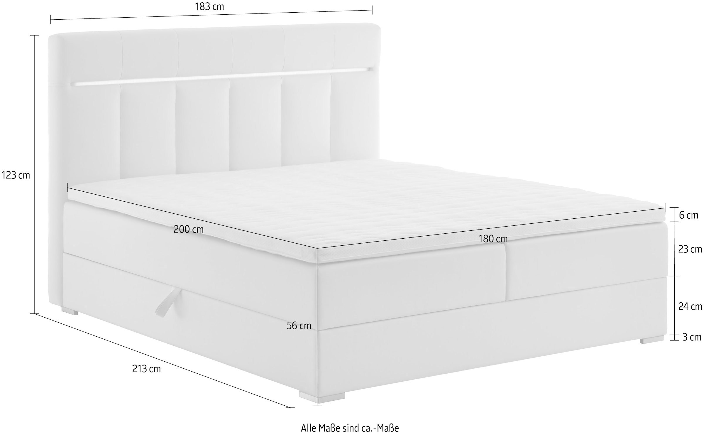 ATLANTIC home collection Boxbett »Tessa«, mit LED-Beleuchtung und Bettkasten