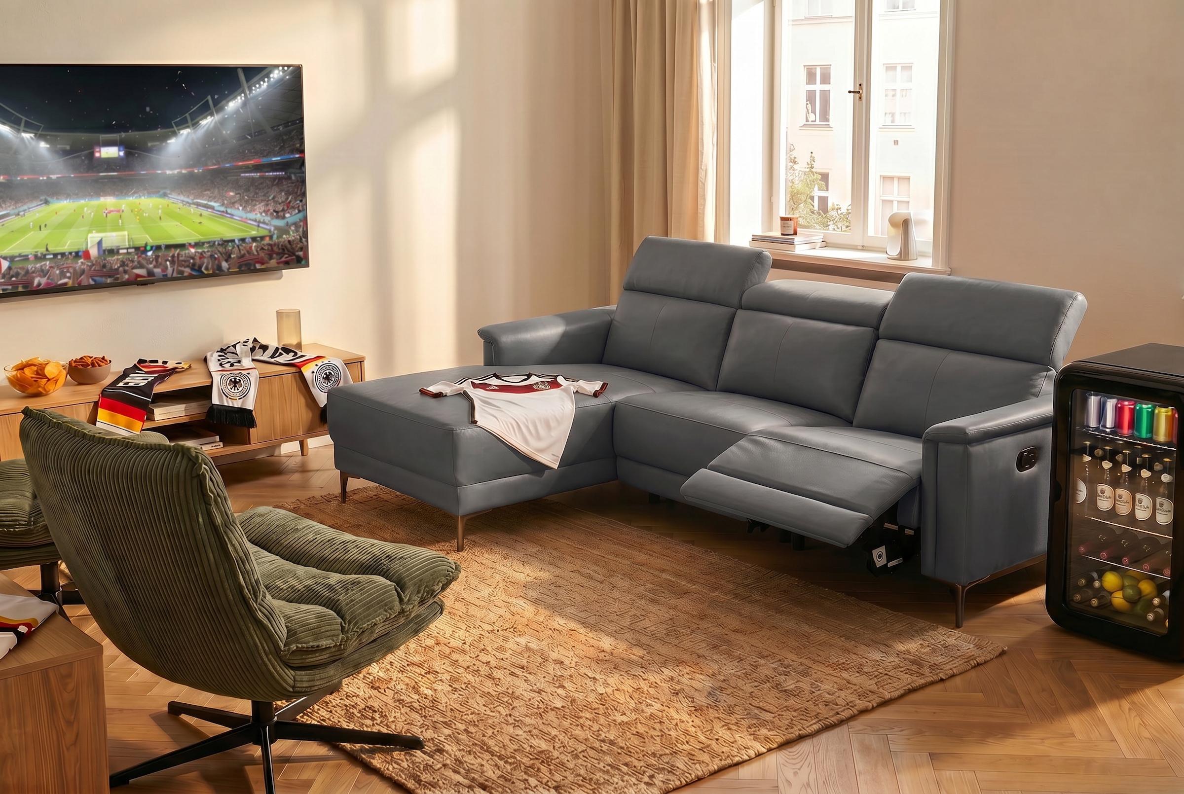 OTTO home Ecksofa »LUND, L-Form, 261cm, man. o. elektr. Relaxfunktion (mit USB-A)« und Kopfteilverstellung
