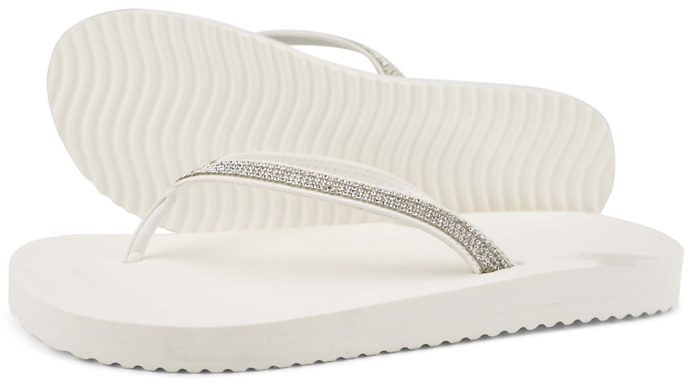 Flip Flop Zehentrenner »flip*«, Sommerschuh, Schlappen, Poolsildes mit funkelnden Riemchen