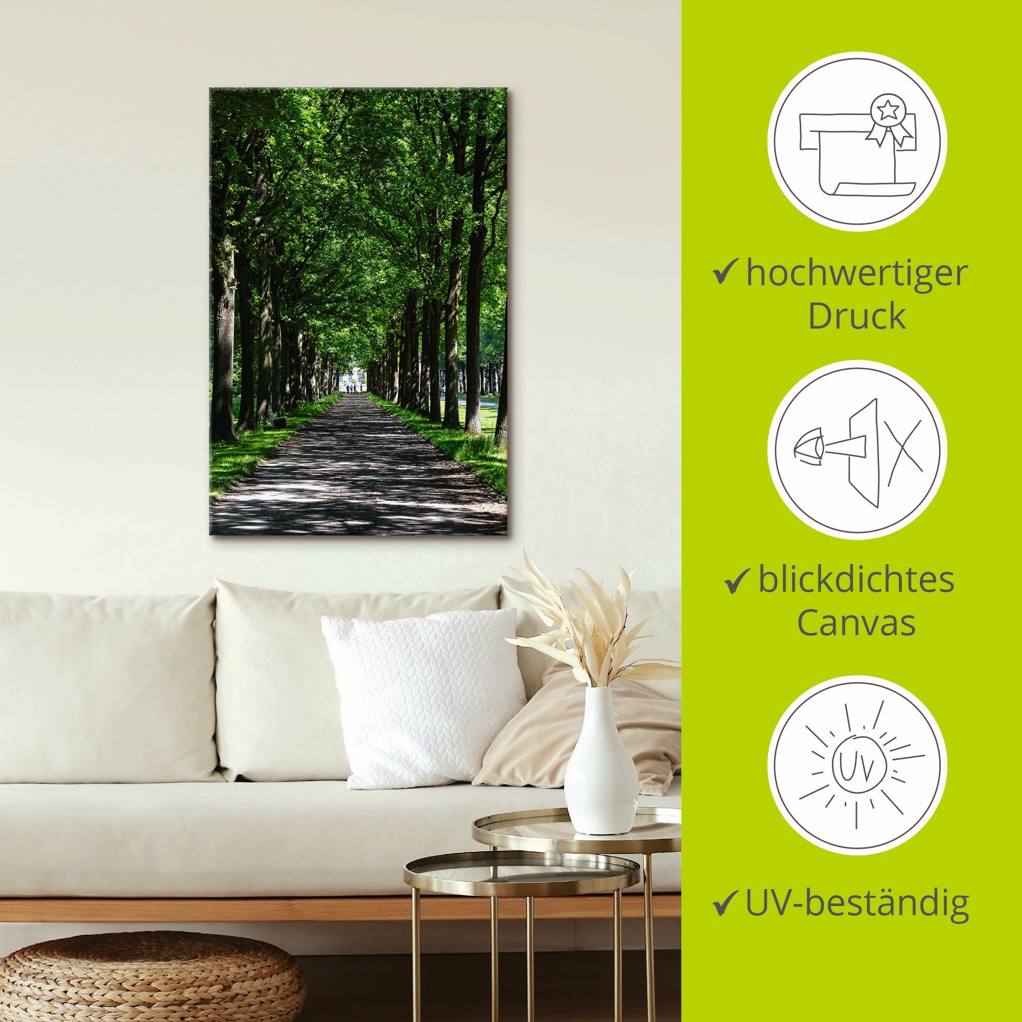 Artland Leinwandbild »Allee in der Karlsaue in Kassel«, Bäume, (1 St.), auf Keilrahmen gespannt