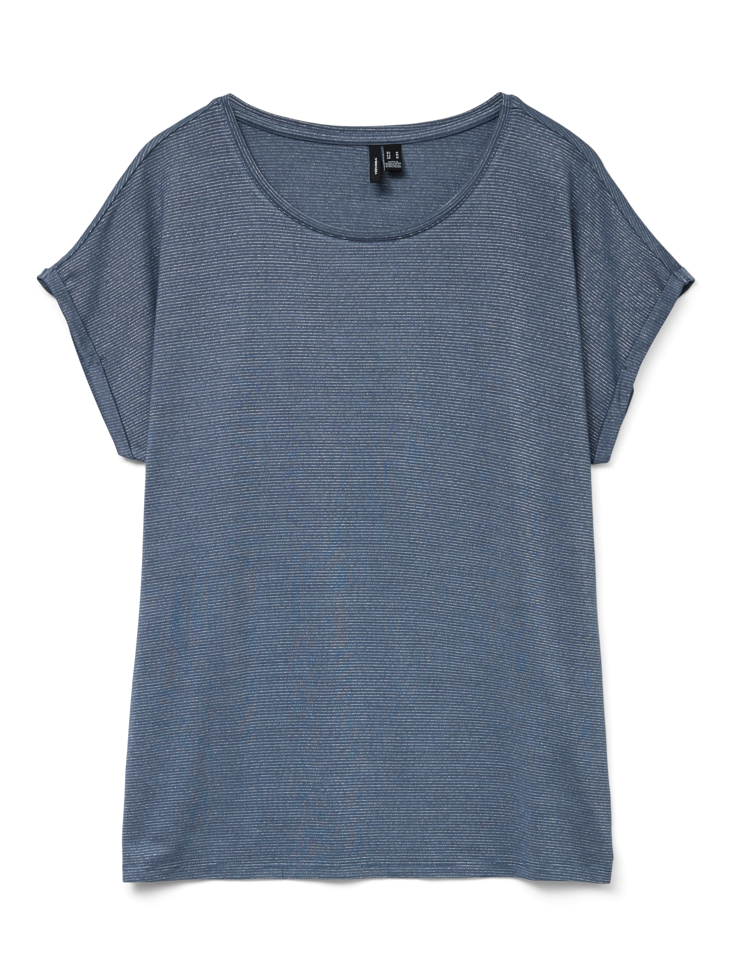 Vero Moda Rundhalsshirt »VMLAVA PLAIN SS TOP LUREX STRIPE«