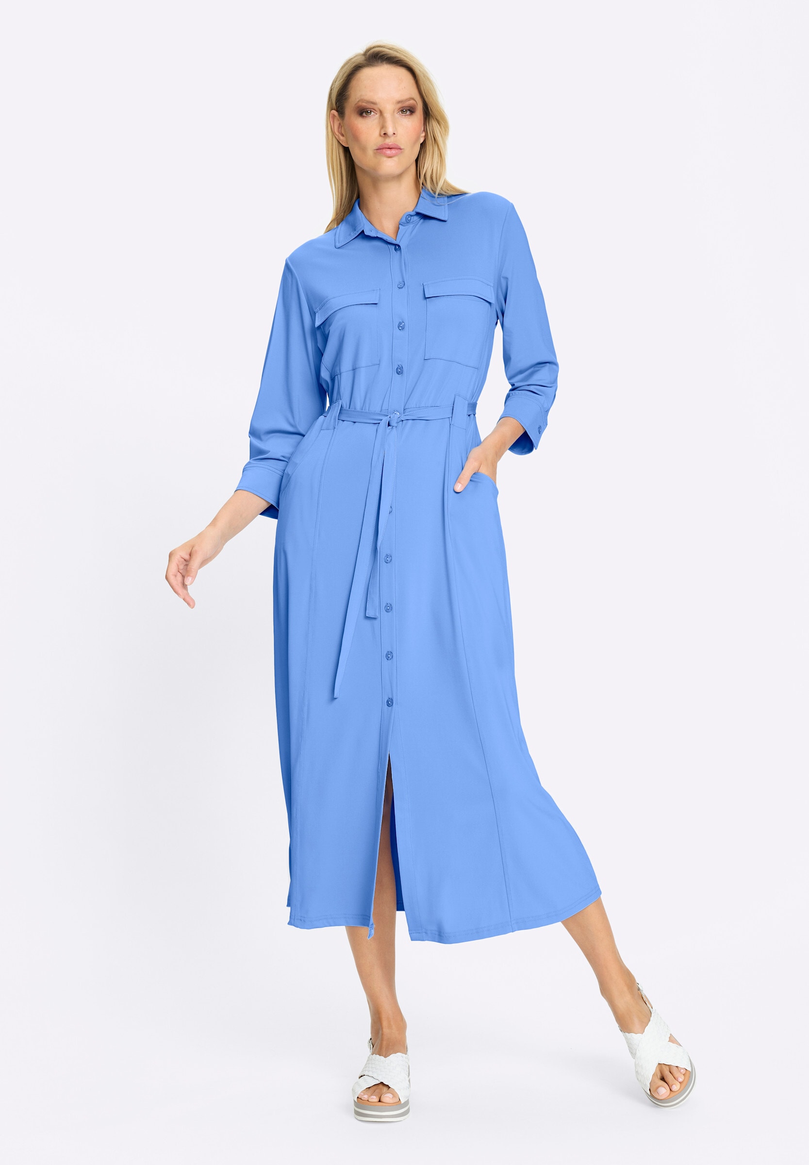 heine Hemdblusenkleid »Jersey-Kleid Jerseykleid inkl. Bindegürtel«