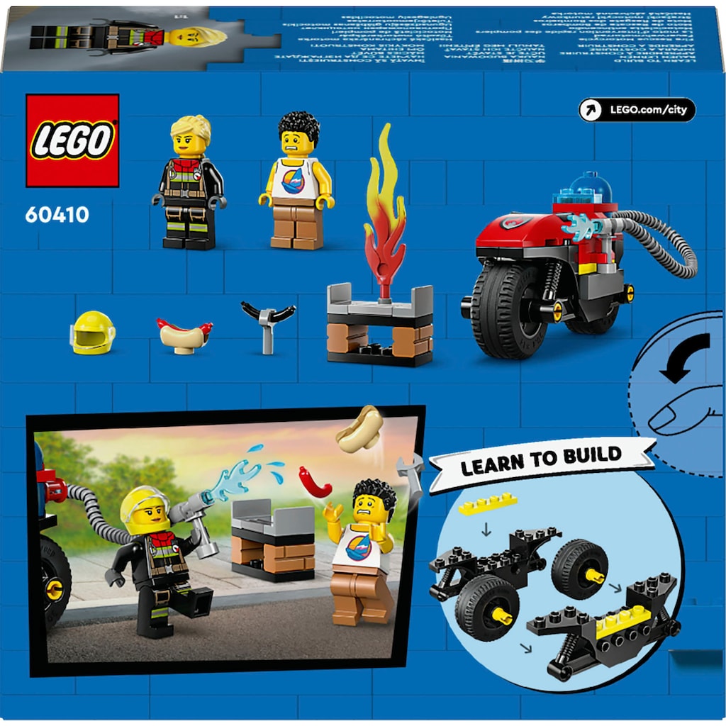 LEGO® Konstruktionsspielsteine »Feuerwehrmotorrad (60410), LEGO City«, (57 St.), Made in Europe