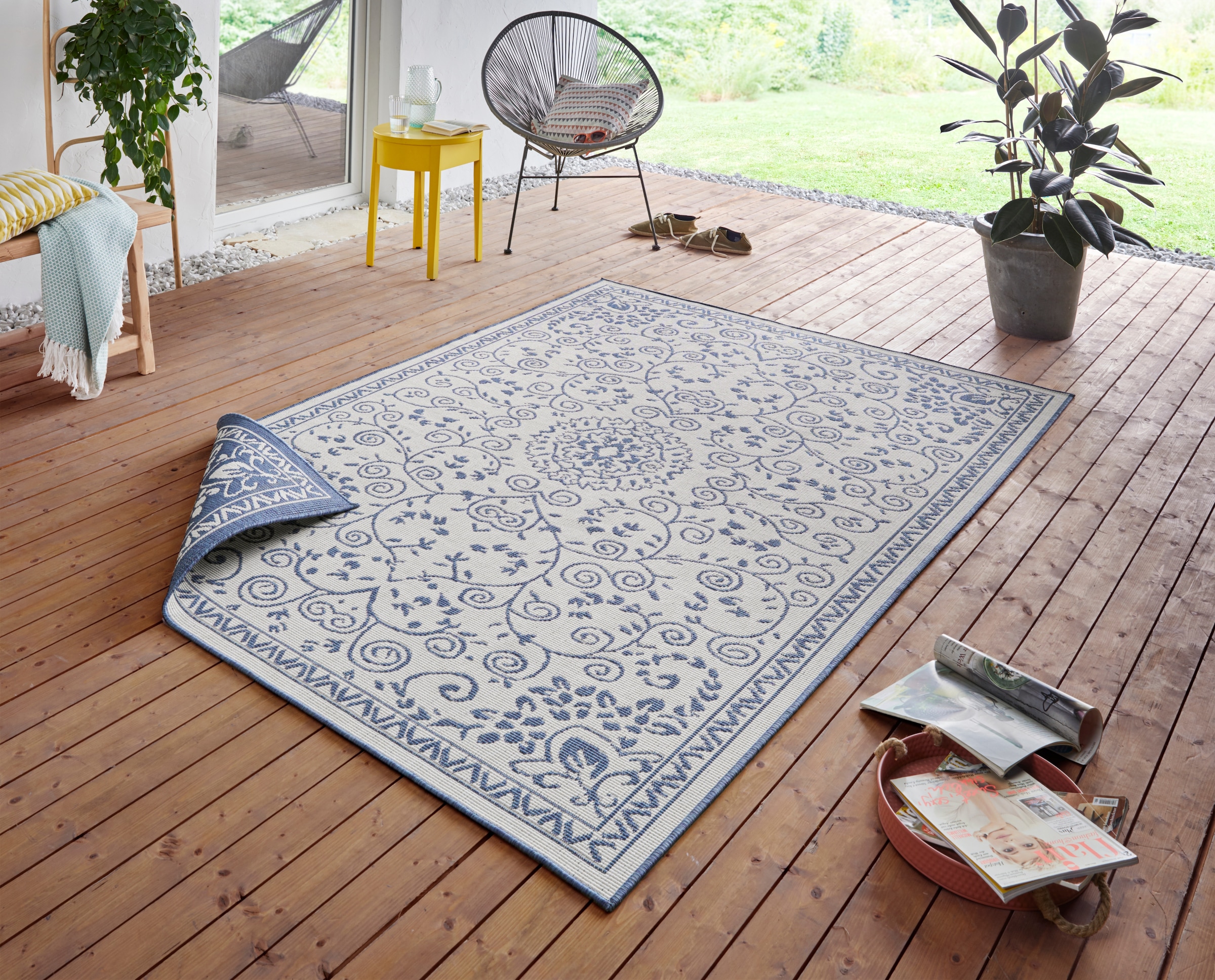 NORTHRUGS Teppich »LEYTE Wendeteppich«, rechteckig, 5 mm Höhe, In-& Outdoor, Teppich, Vintage, Wetterfest, Balkon, Garten, Wohnzimmer