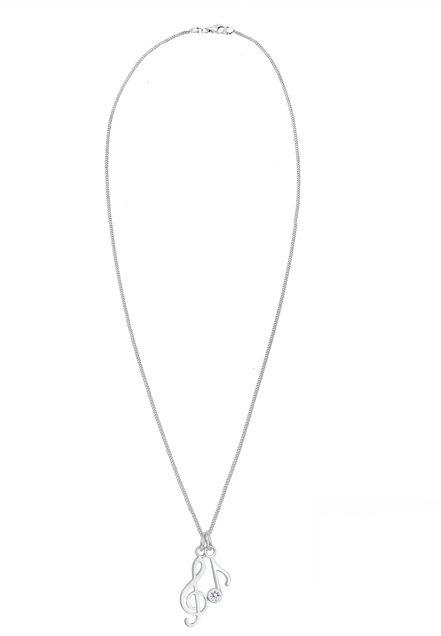 Elli Silberkette »Halskette Notenschlüssel Note Weiß 925 Sterling Silber, mit Kristallen von Swarovski®«