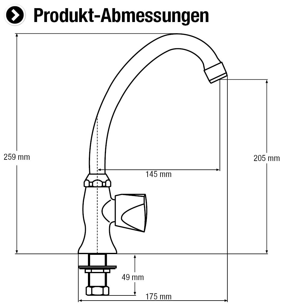 CORNAT Standventil »"Lisa" Verchromter Messingkörper -Standmontage in Gäste-WC & Keller«, Geräuscharmer Luftsprudle / Kaltwasserhahn/ Wandarmatur/ Hoher Auslauf