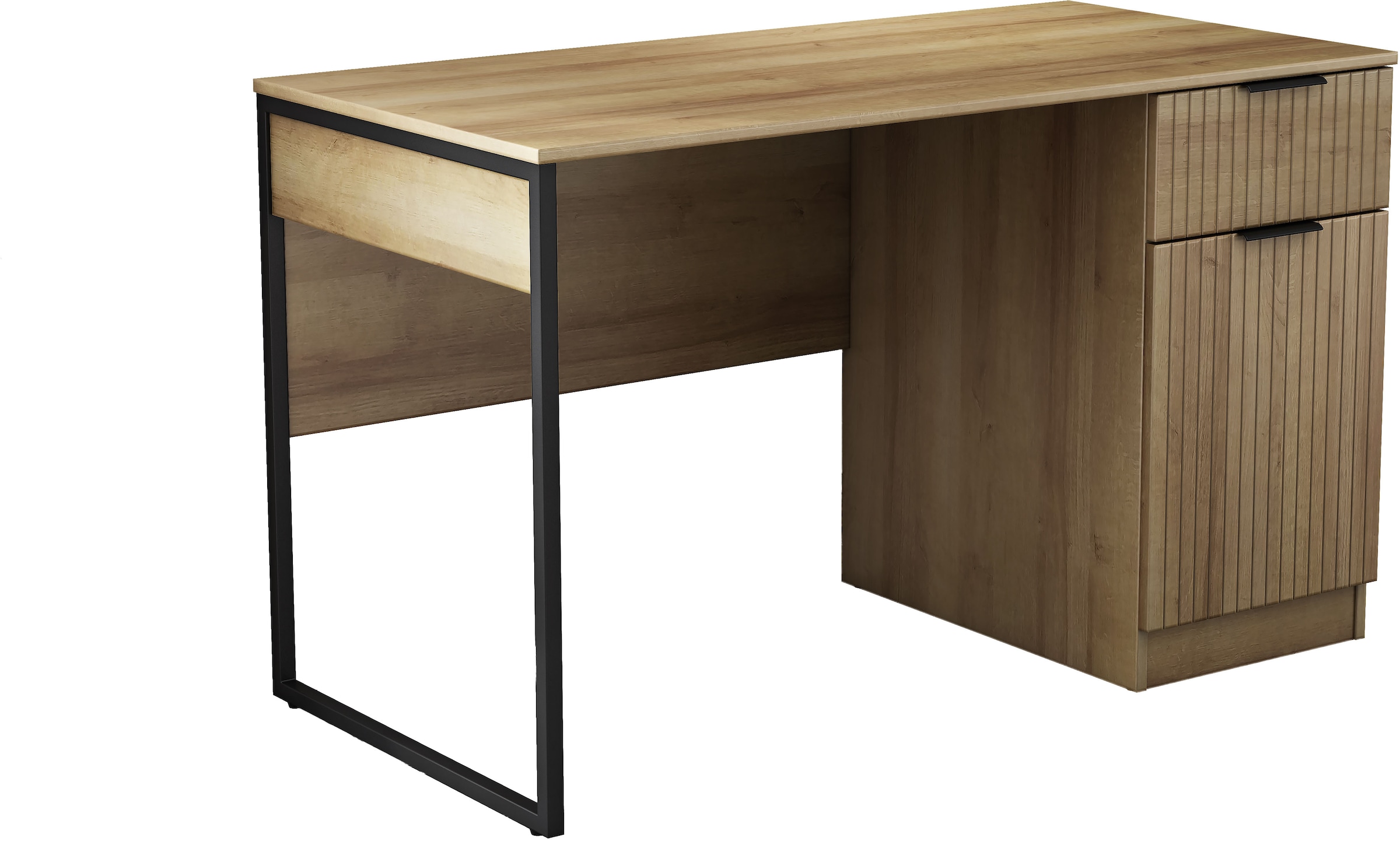 OTTO home Schreibtisch »Aspea« Set,  mit Schublade, ausreichend Stauraum, moderne Rillenoptik, B. 120 cm