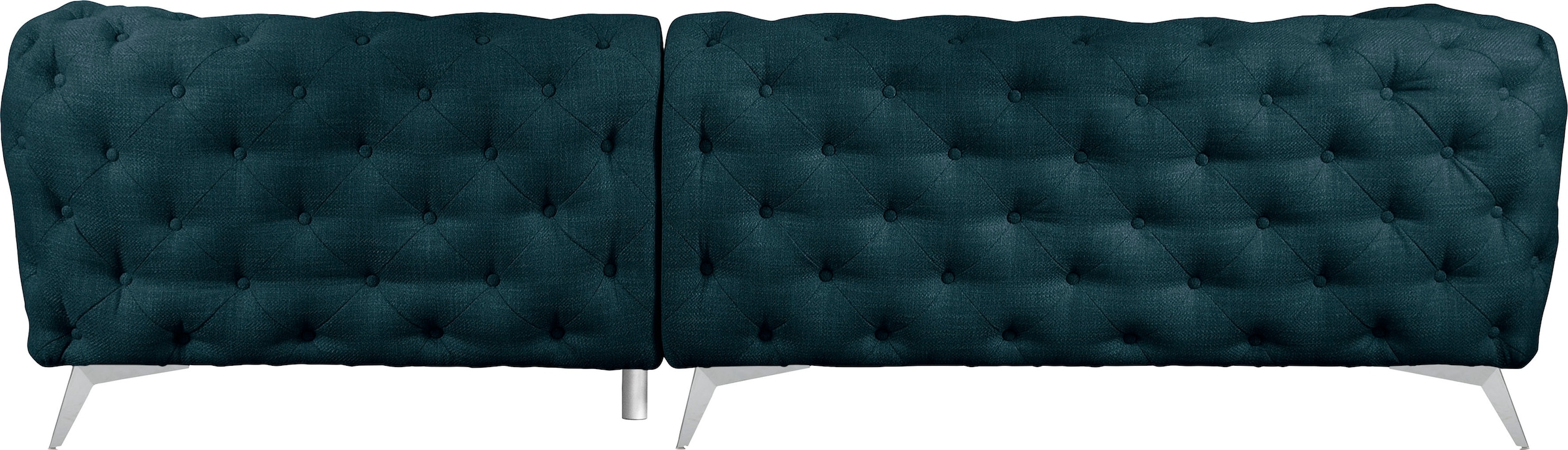 Leonique Chesterfield-Sofa »Ecksofa GLYNIS L-Form mit Wellenunterfederung, Maße B/T/H 264/264/75cm«, aufwändige Knopfheftung, moderne Chesterfield Optik, Fußfarbe wählbar