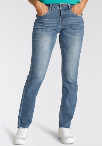 Regular-fit-Jeans »STRAIGHT-FIT MID RISE«, Mit offenem Saum - NEUE KOLLEKTION