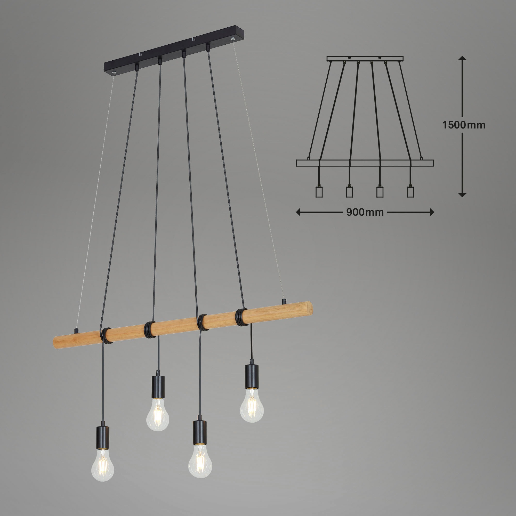 Briloner Leuchten Pendelleuchte, für Leuchtmittel 4 x E27, 