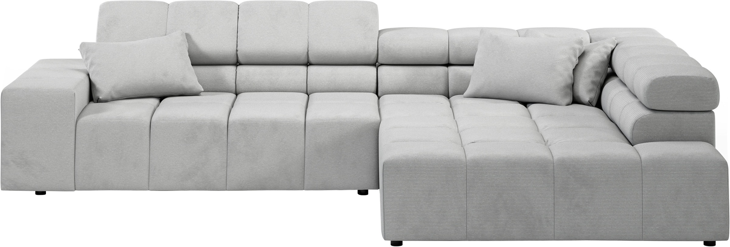 INOSIGN Ecksofa »Ancona incl. Kopfteilverstellung, Zierkissen Breite 319cm, L-Form«, wahlweise motorische Sitztiefenverstellung, auch in Cord + Easy Care