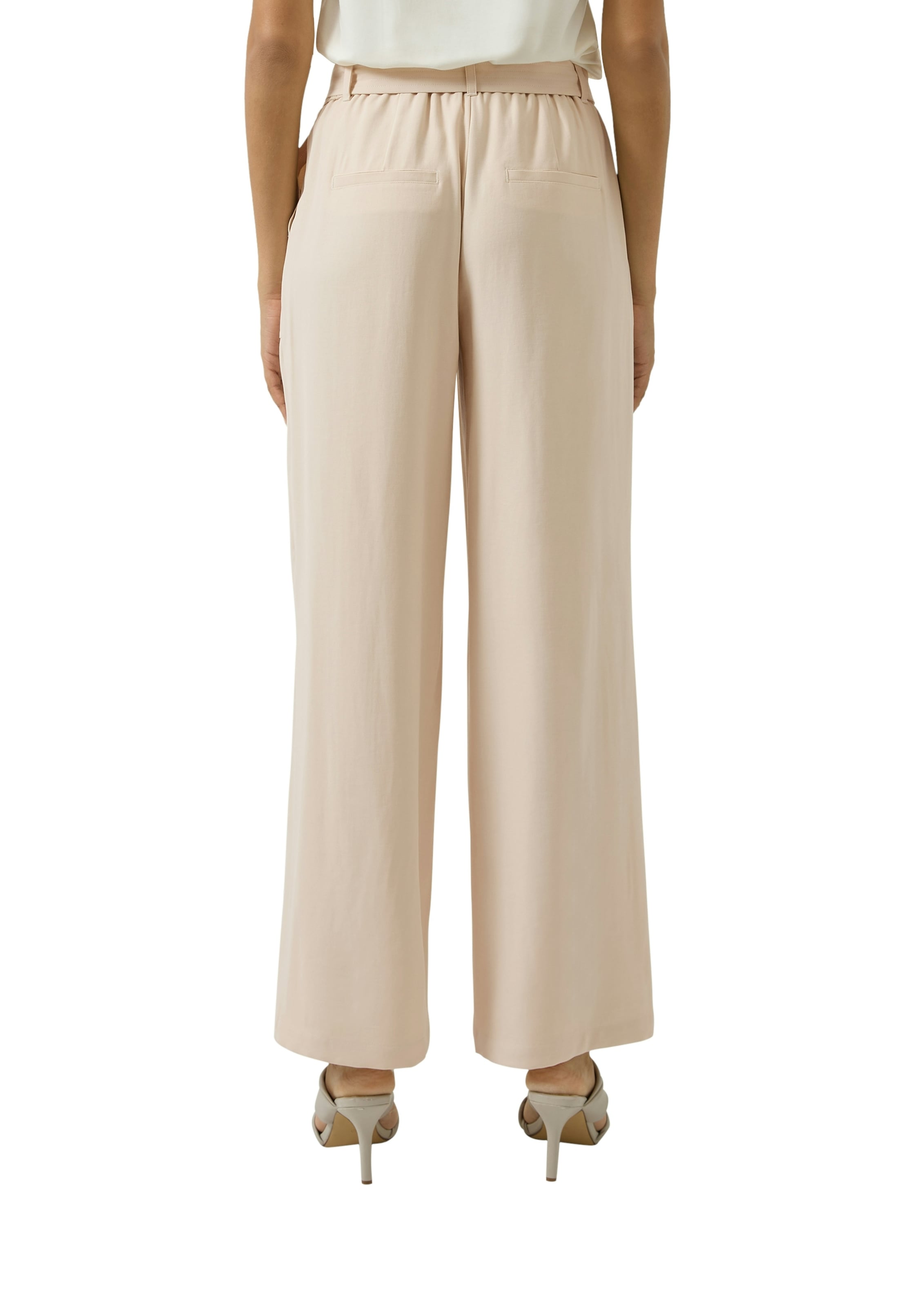 s.Oliver BLACK LABEL Stoffhose  mit Bindegürtel und weitem Bein