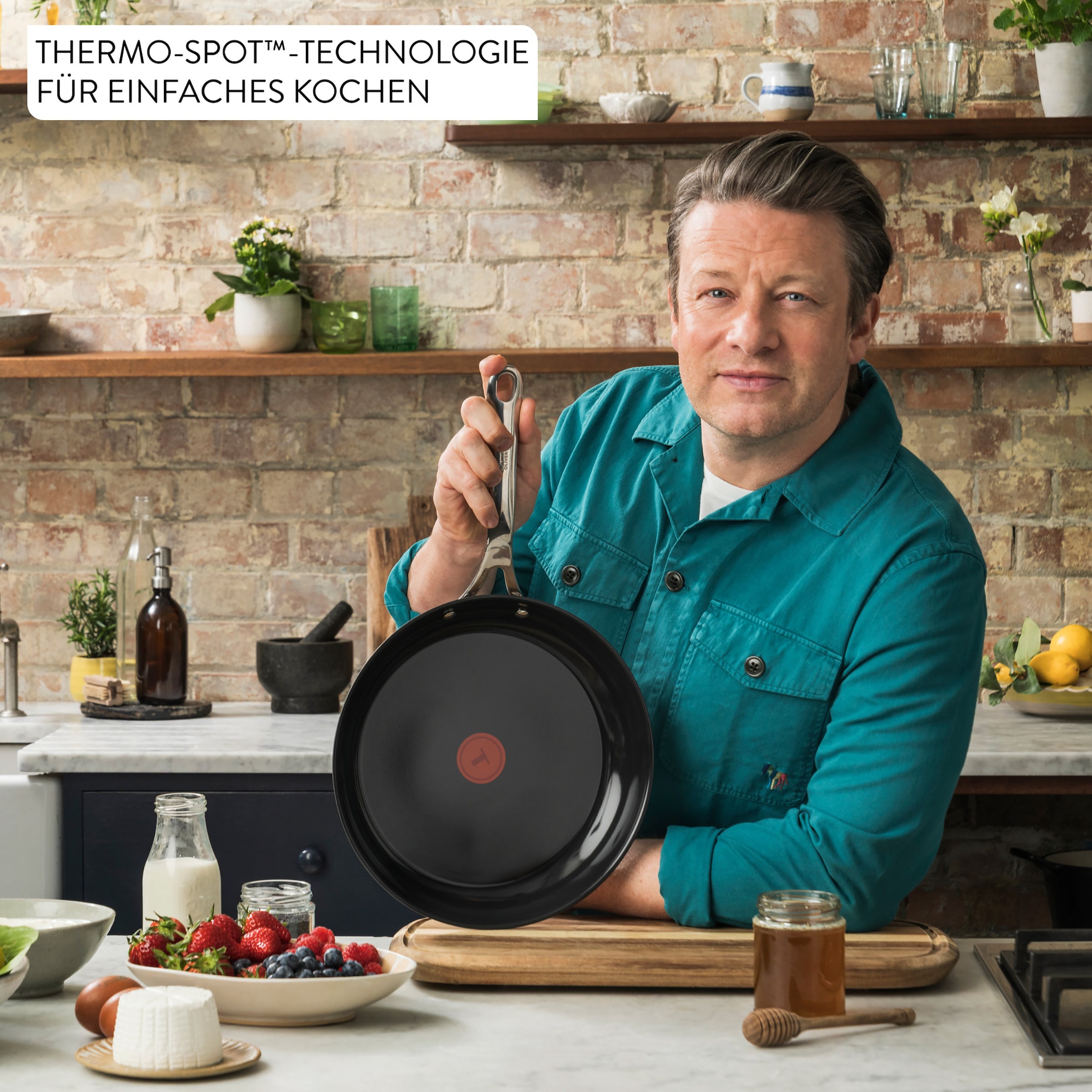 Tefal Pfannen-Set »Jamie Oliver Smart Cook« Edelstahl Set, 2 tlg. Keramikbeschichtung, Thermo-Signal, induktionsgeeignet, Edelstahlgriff
